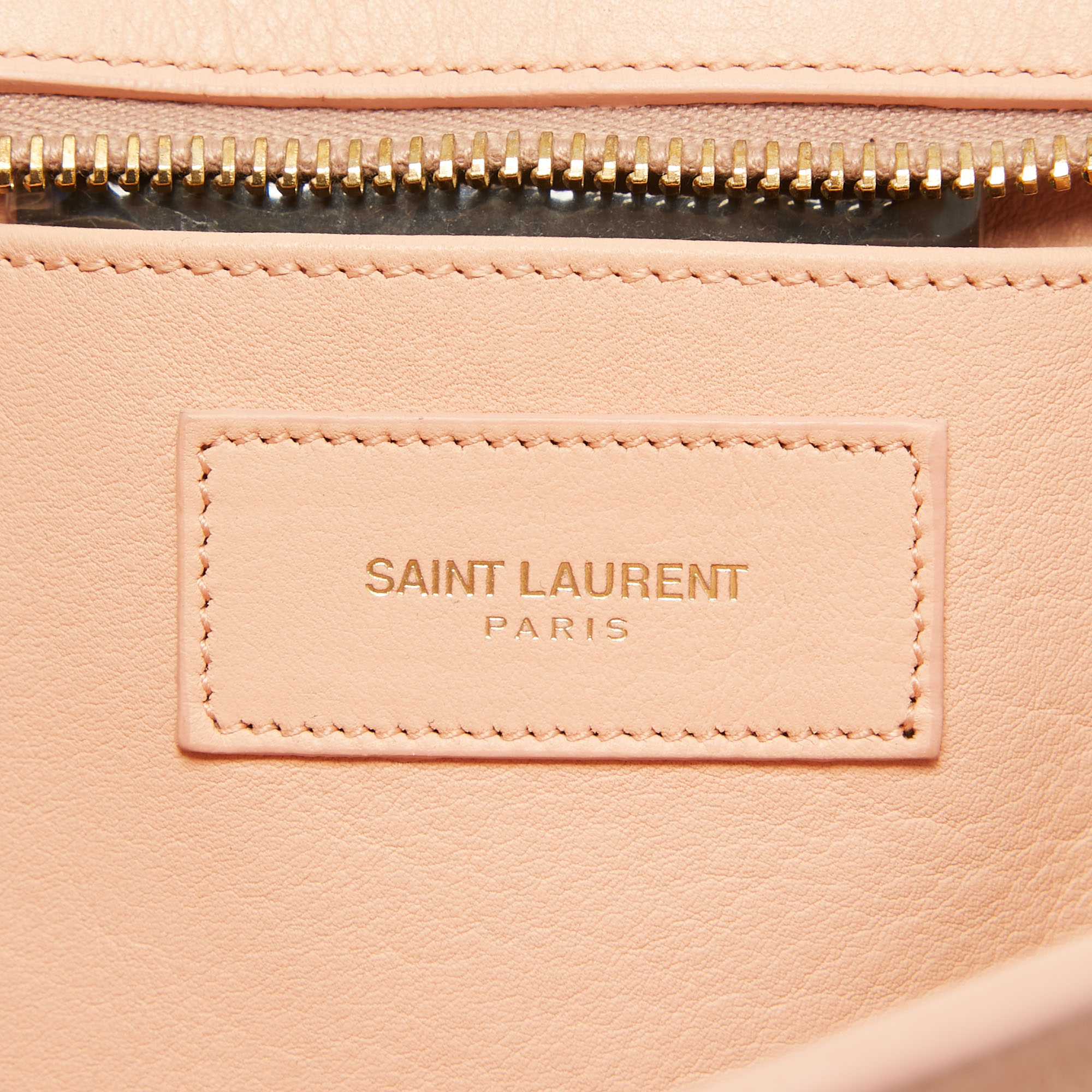 Saint Laurent Peach Leather Small Cabas Y-Ligne Tote