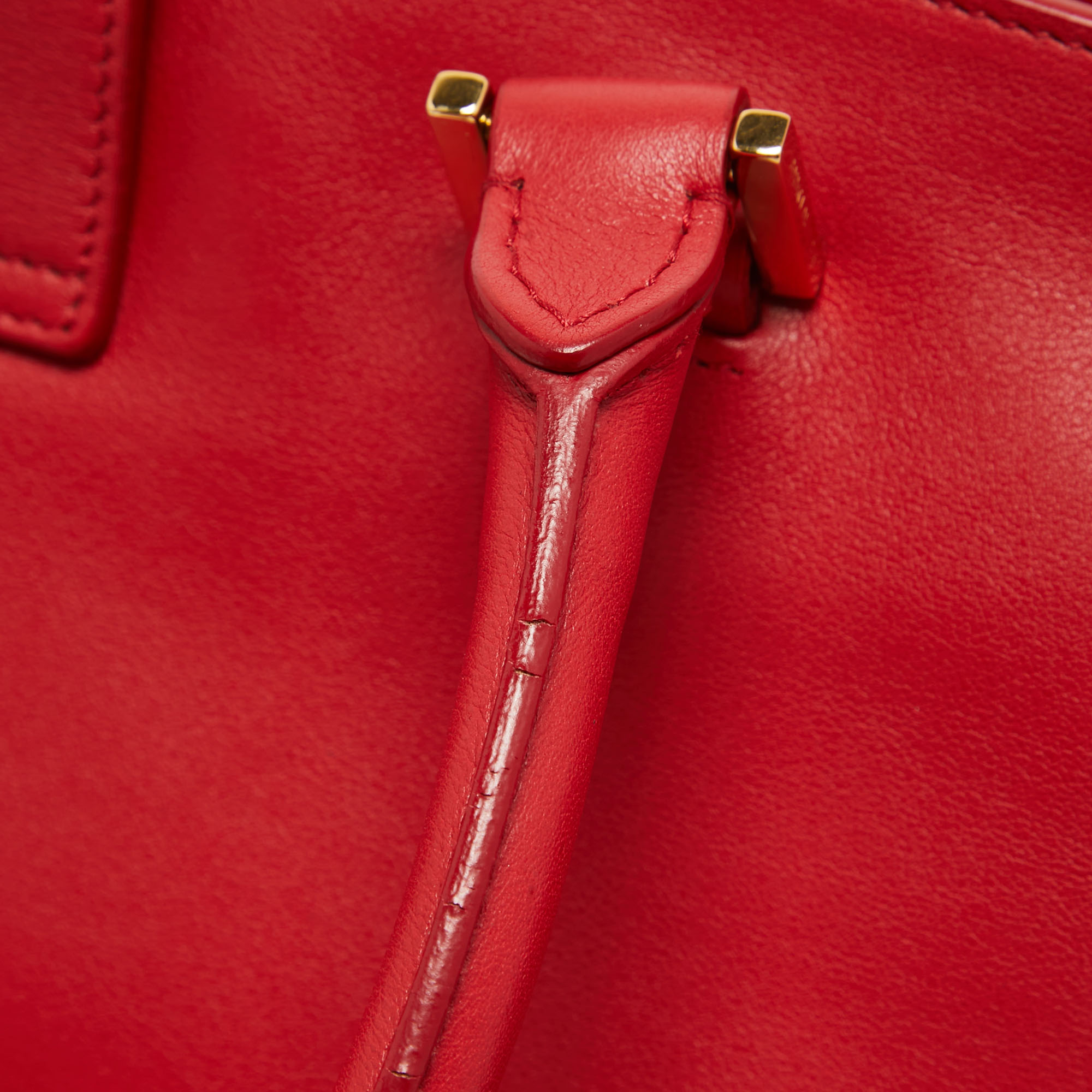 Saint Laurent Red Leather Medium Cabas Chyc Tote