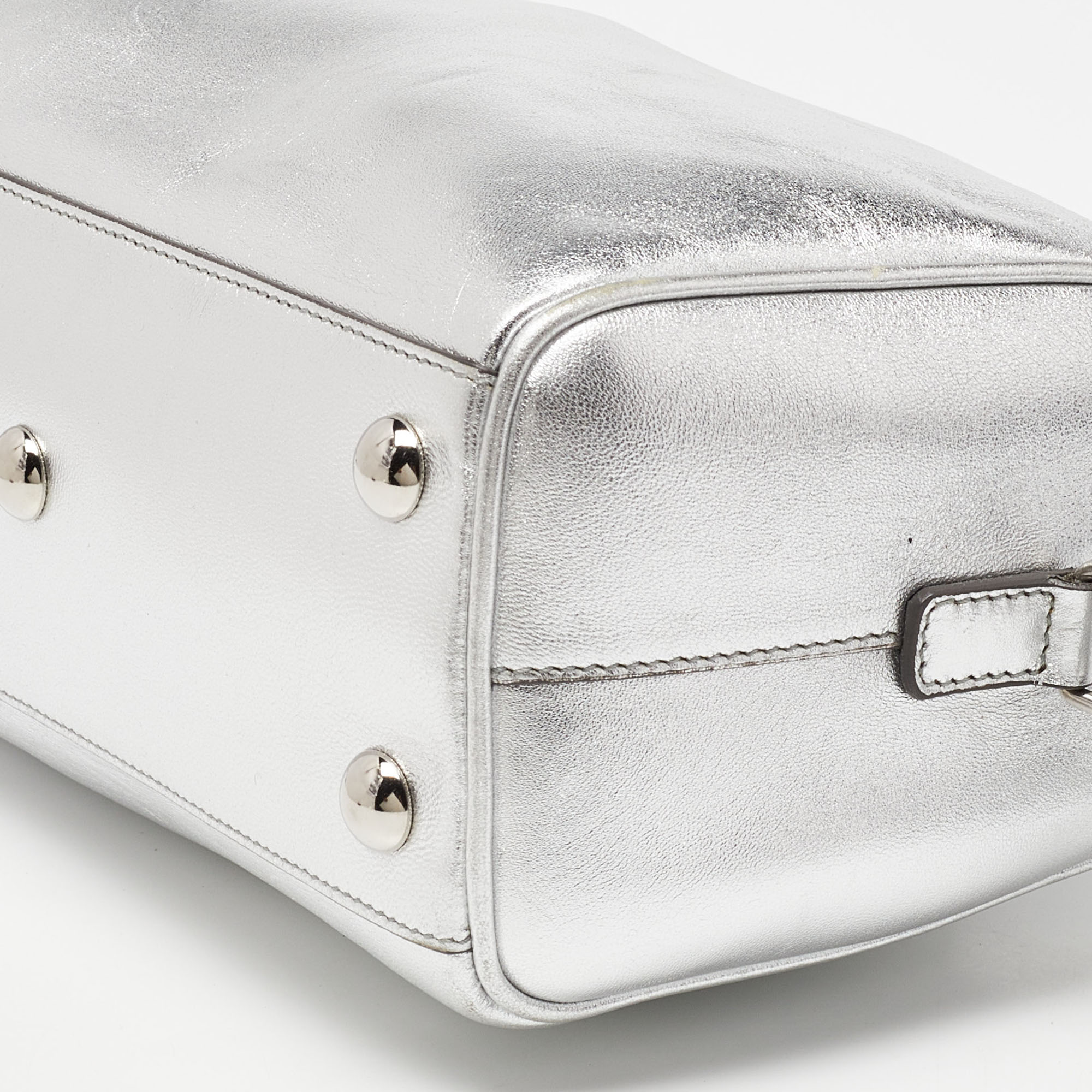 Saint Laurent Silver Leather Classic Baby Duffle Bag