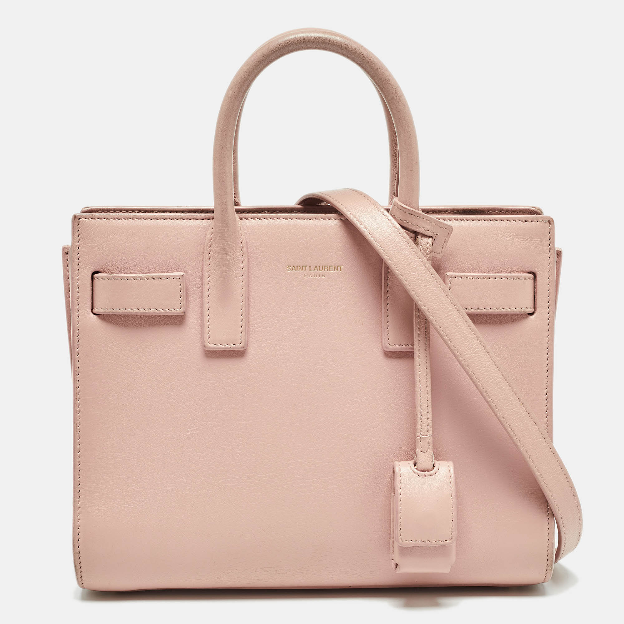 Saint laurent paris saint laurent old rose leather nano classic sac de jour tote