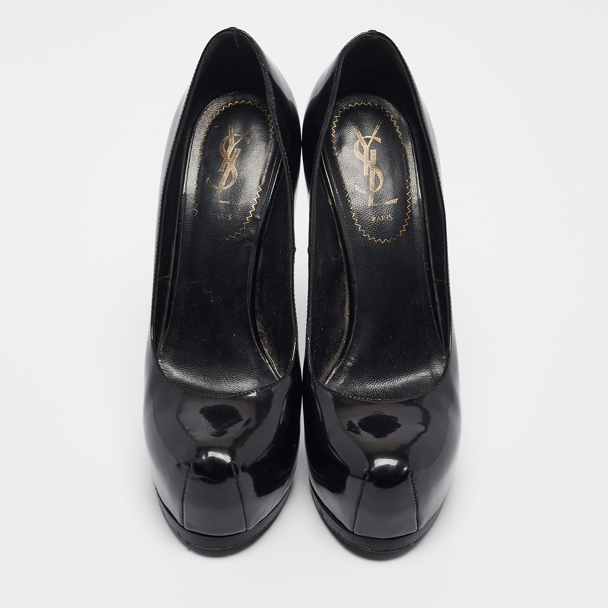 Saint Laurent Black Patent Tribtoo Pumps Size 36.5