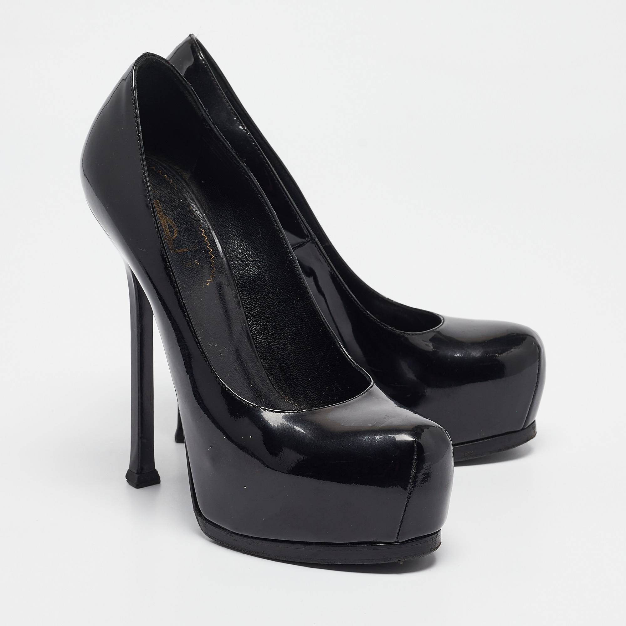 Saint Laurent Black Patent Tribtoo Pumps Size 36.5