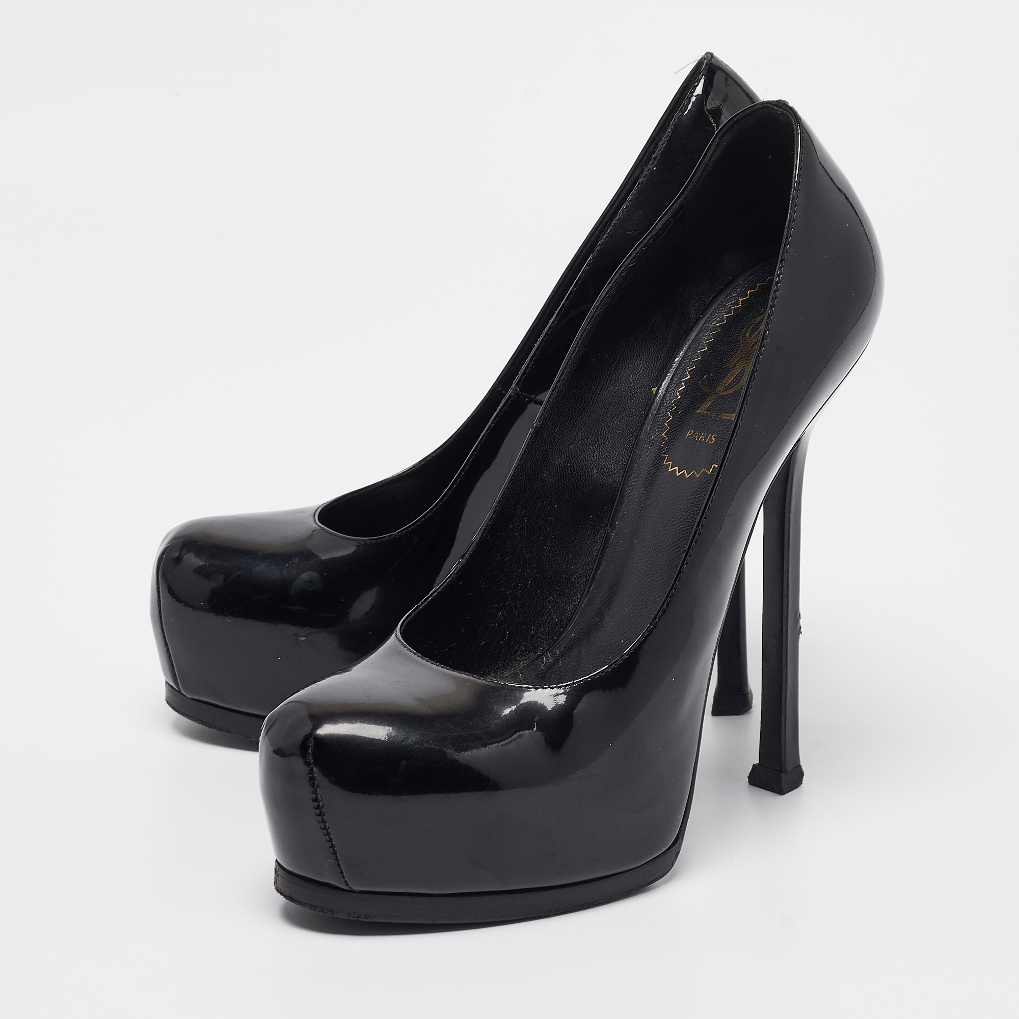 Saint Laurent Black Patent Tribtoo Pumps Size 36.5