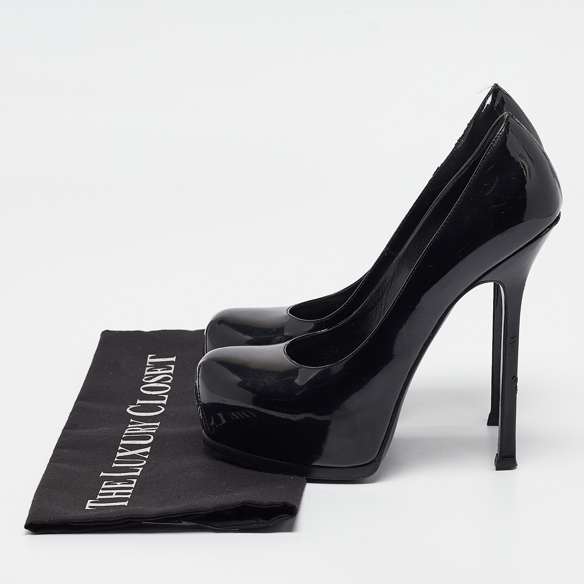 Saint Laurent Black Patent Tribtoo Pumps Size 36.5