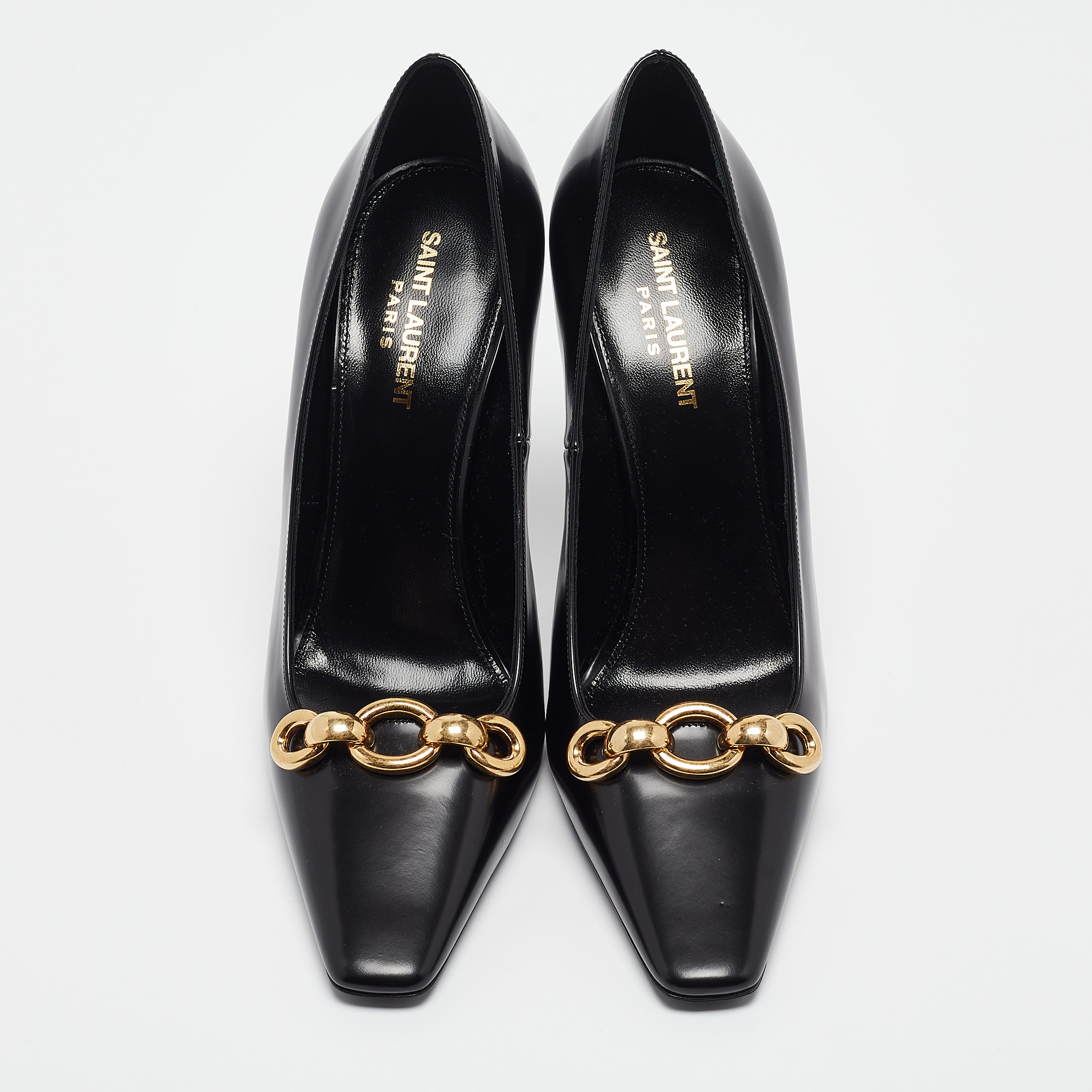 Saint Laurent Black Leather Pointed Toe Pumps Size 40