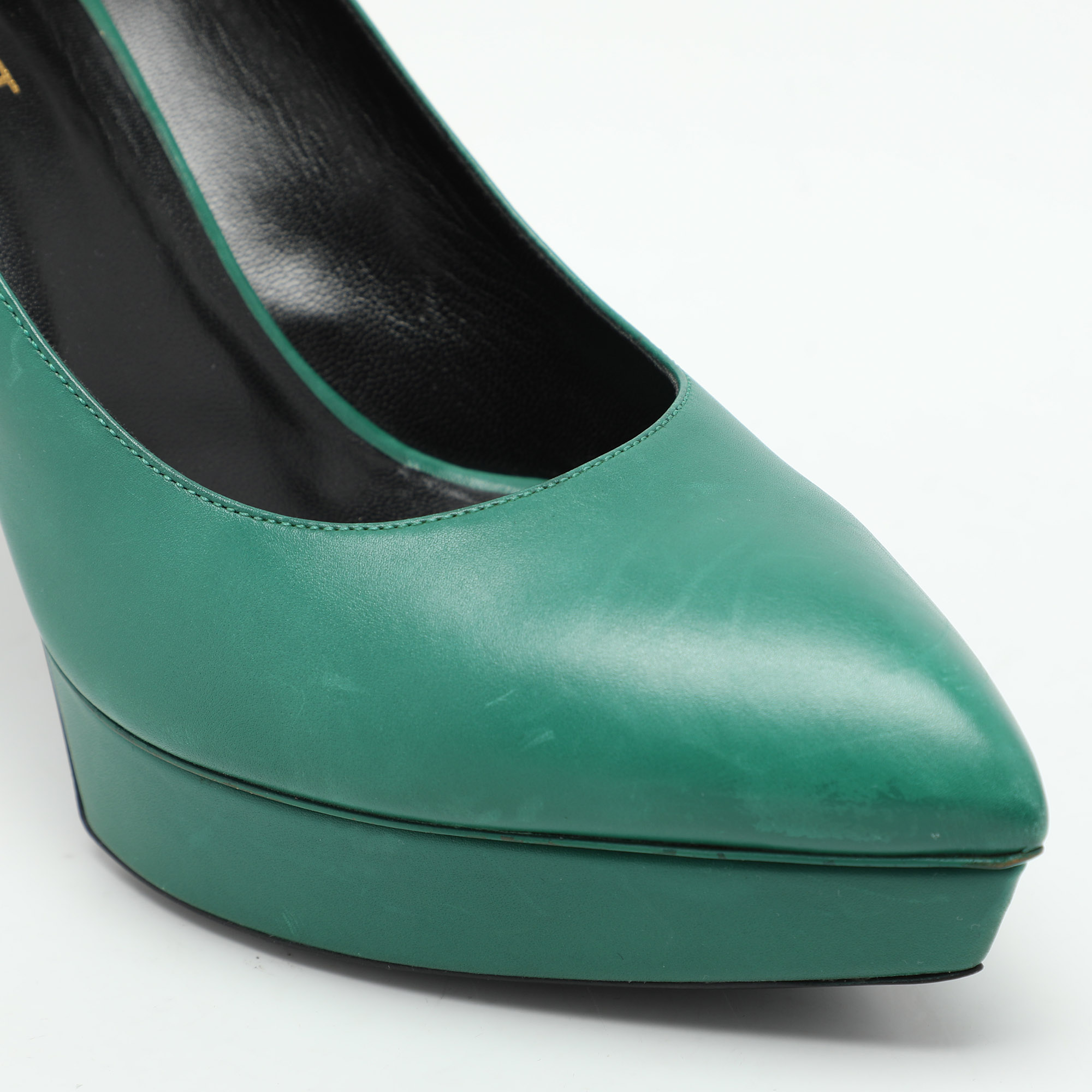 Saint Laurent Green Leather Anja Pumps Size 38.5