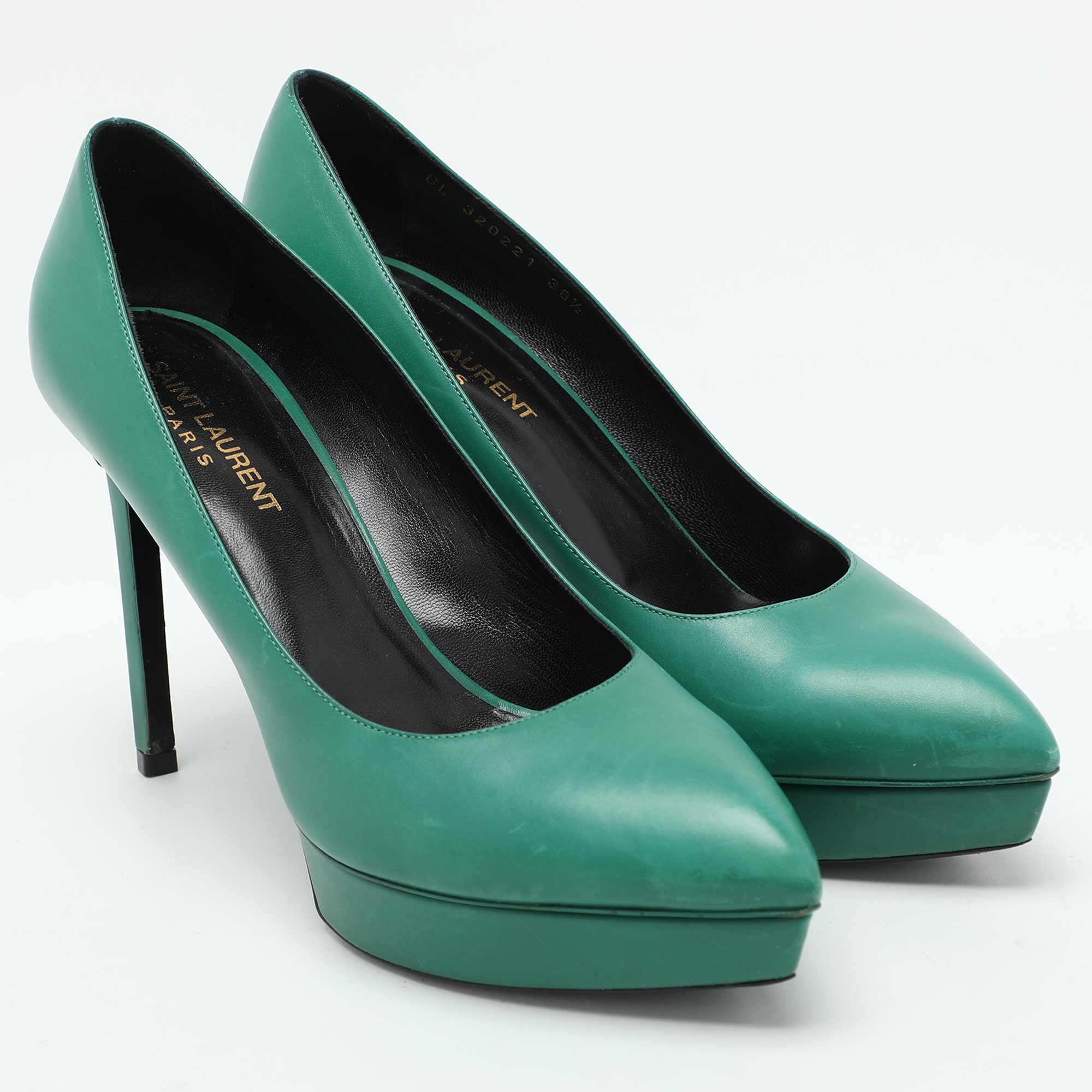 Saint Laurent Green Leather Anja Pumps Size 38.5