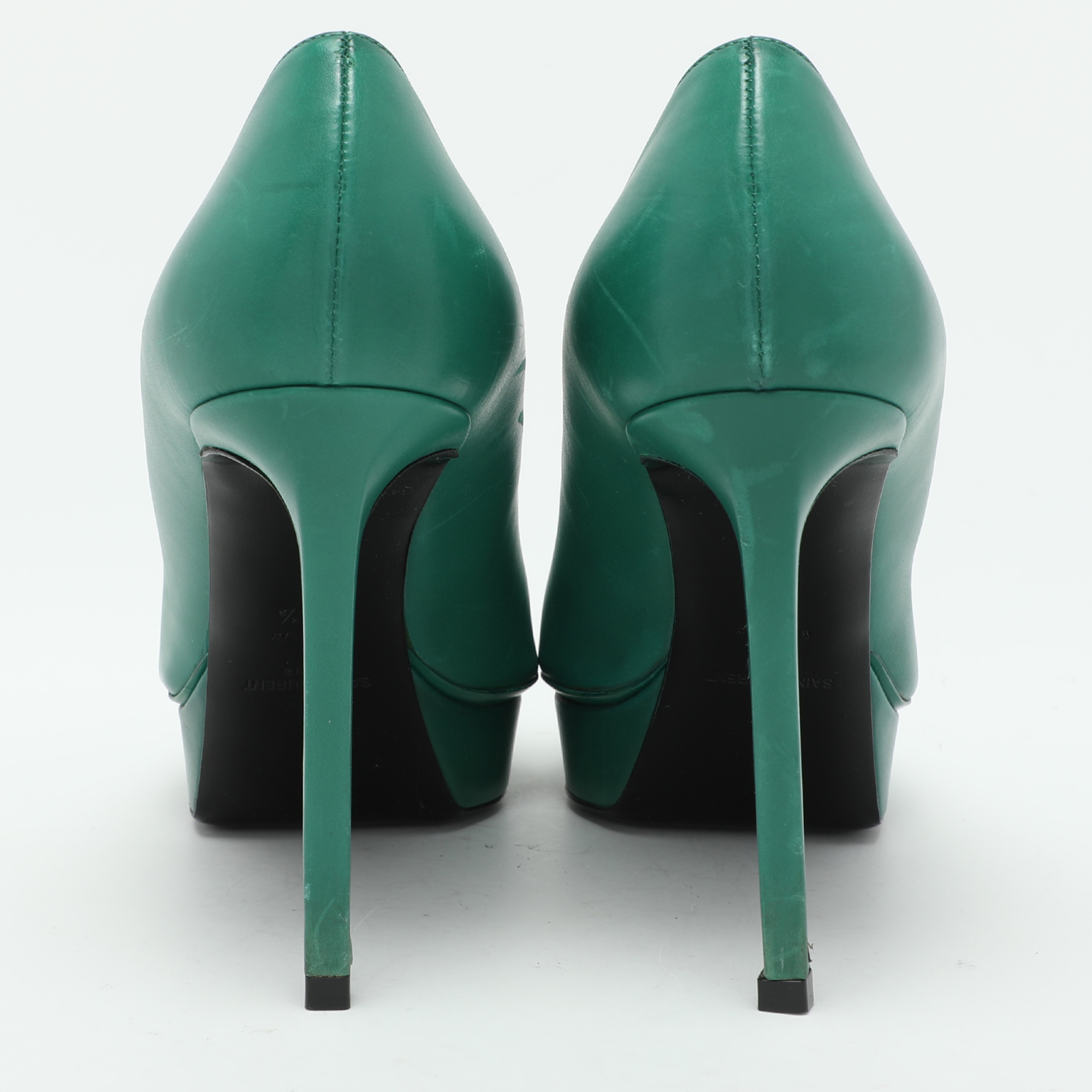 Saint Laurent Green Leather Anja Pumps Size 38.5