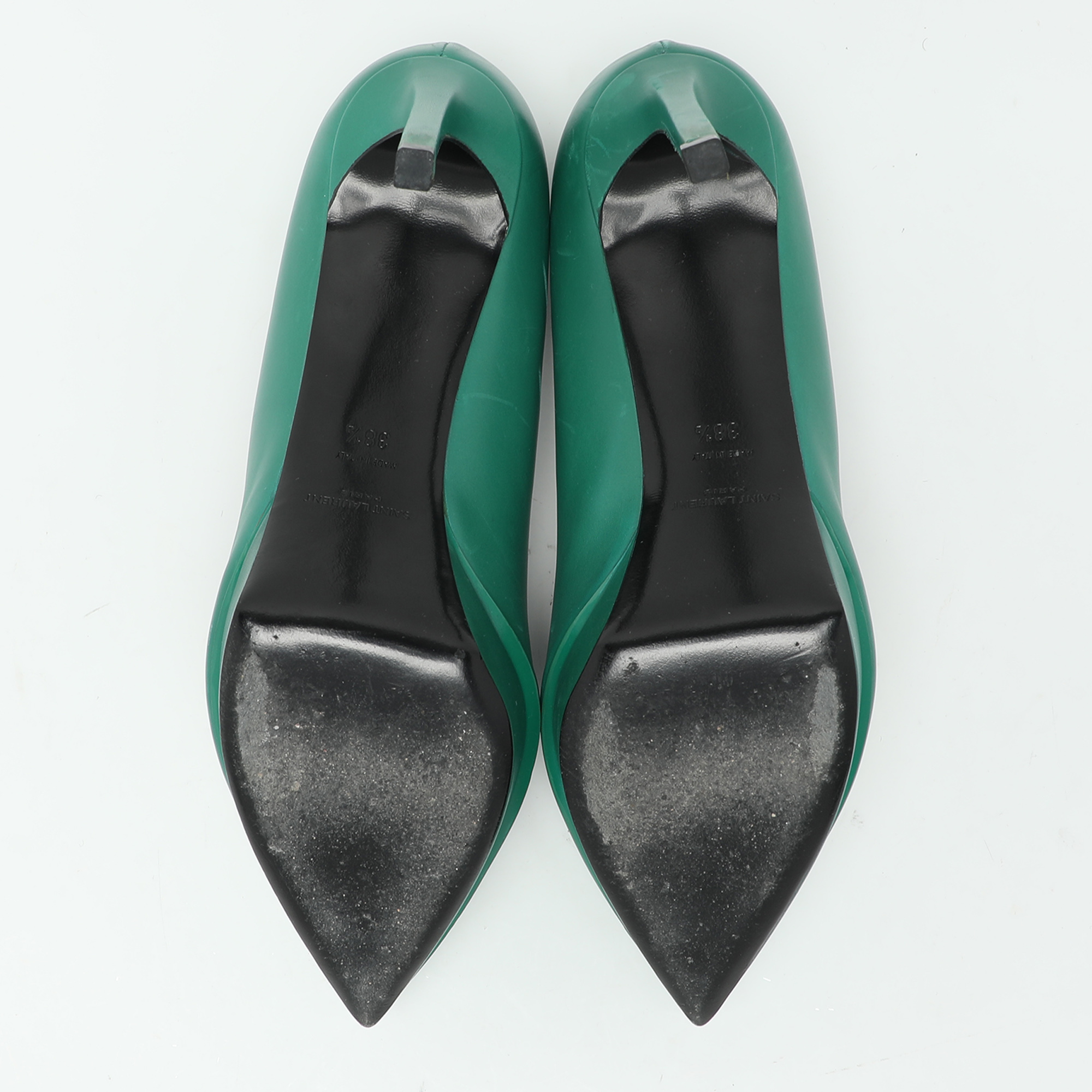 Saint Laurent Green Leather Anja Pumps Size 38.5