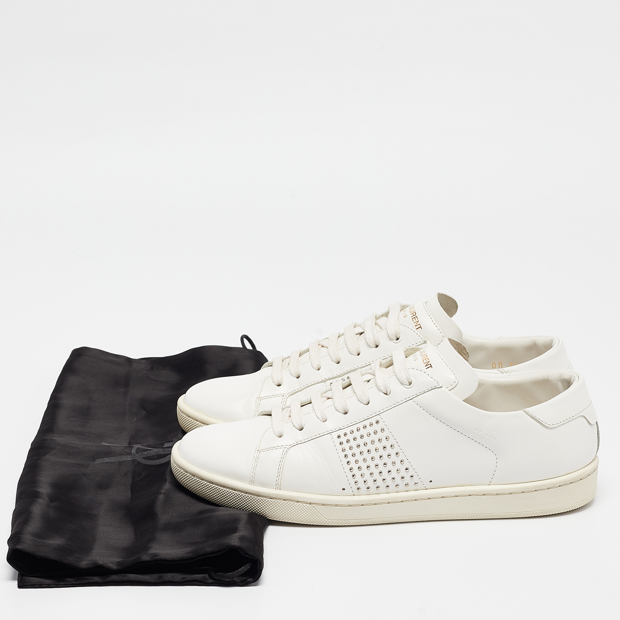 Saint Laurent White Leather Lace Up Sneakers Size 36