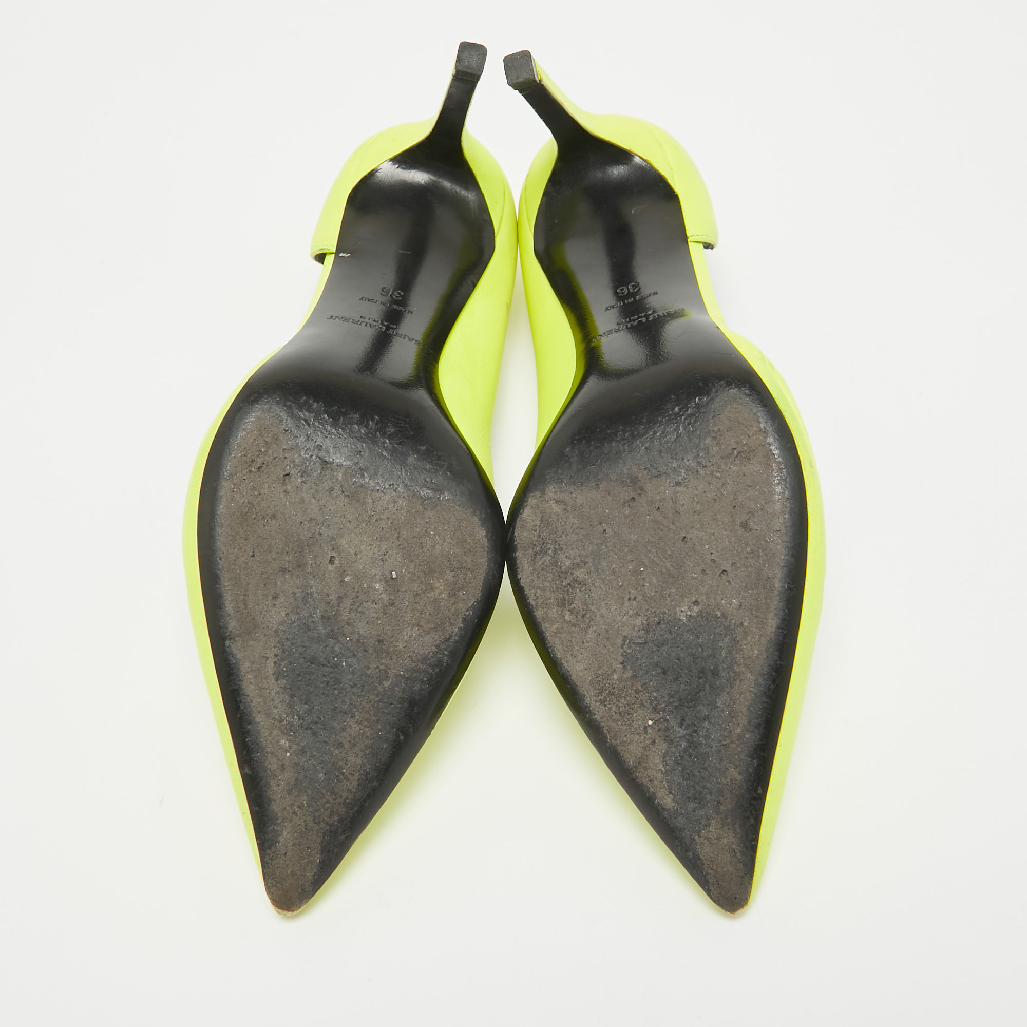 Saint Laurent Neon Yellow Leather D'orsay Pumps Size 36