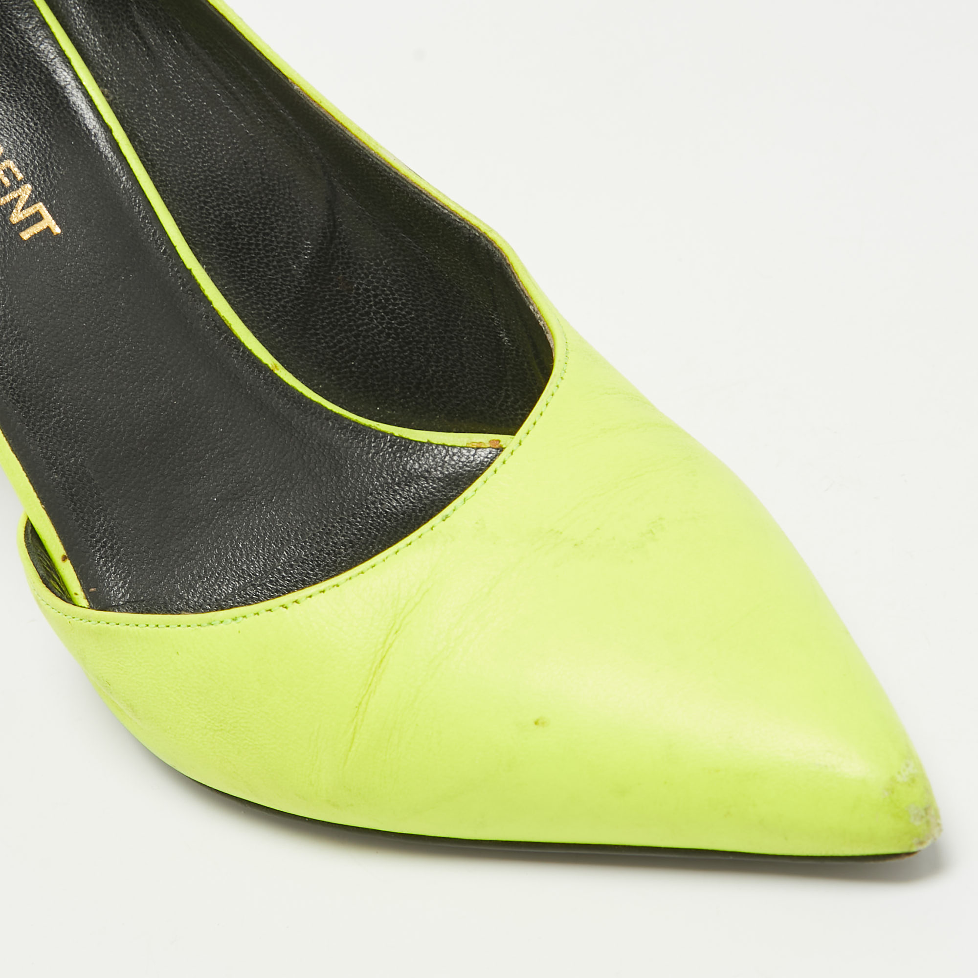 Saint Laurent Neon Yellow Leather D'orsay Pumps Size 36