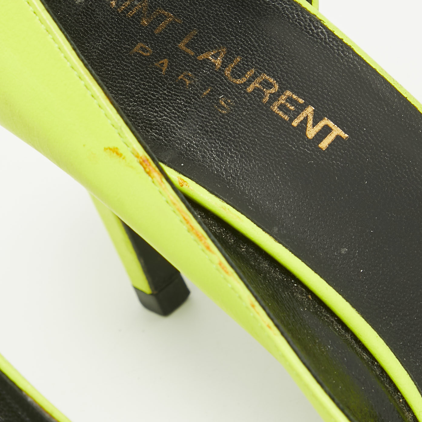 Saint Laurent Neon Yellow Leather D'orsay Pumps Size 36