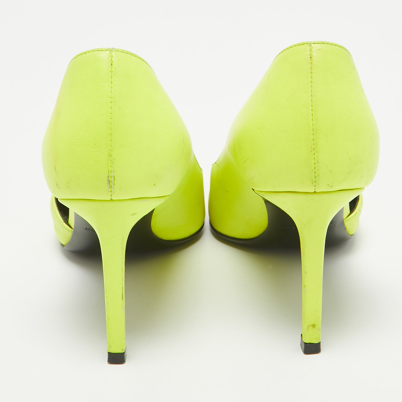 Saint Laurent Neon Yellow Leather D'orsay Pumps Size 36