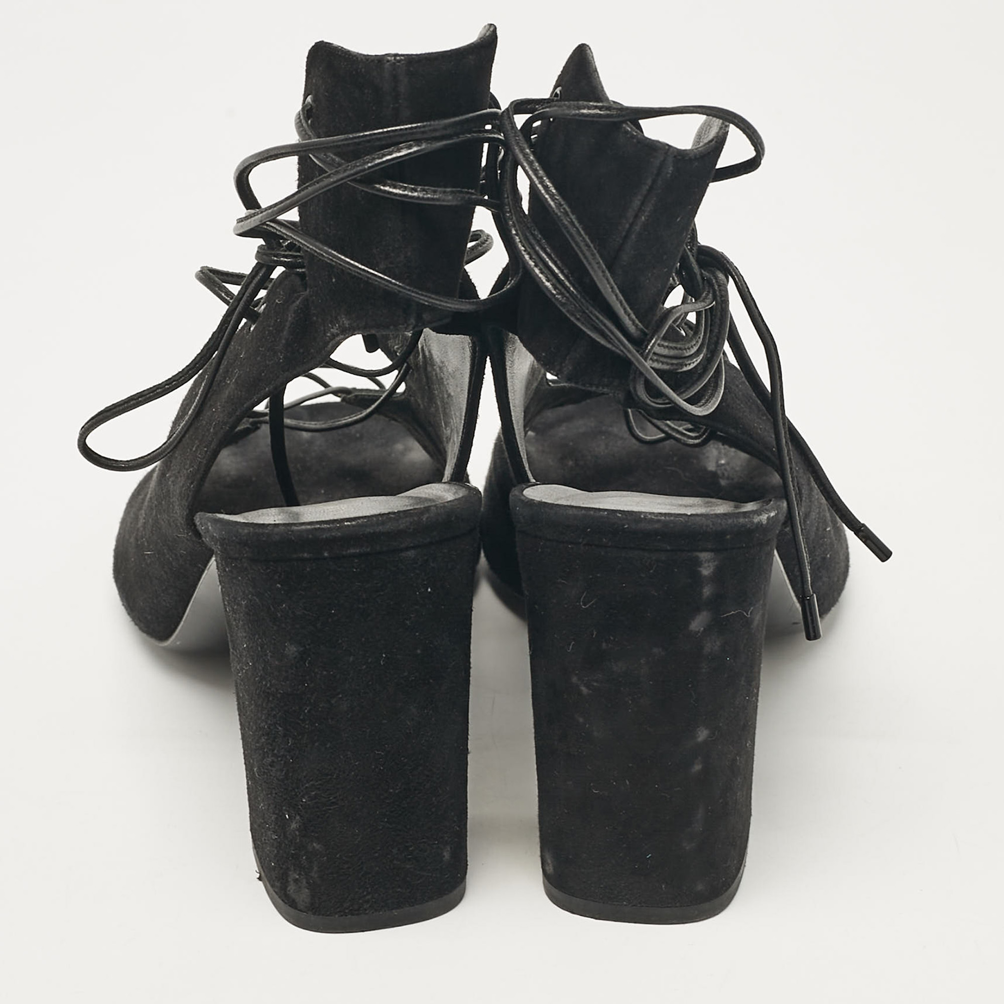 Saint Laurent Black Suede Ankle Wrap Sandals Size 40