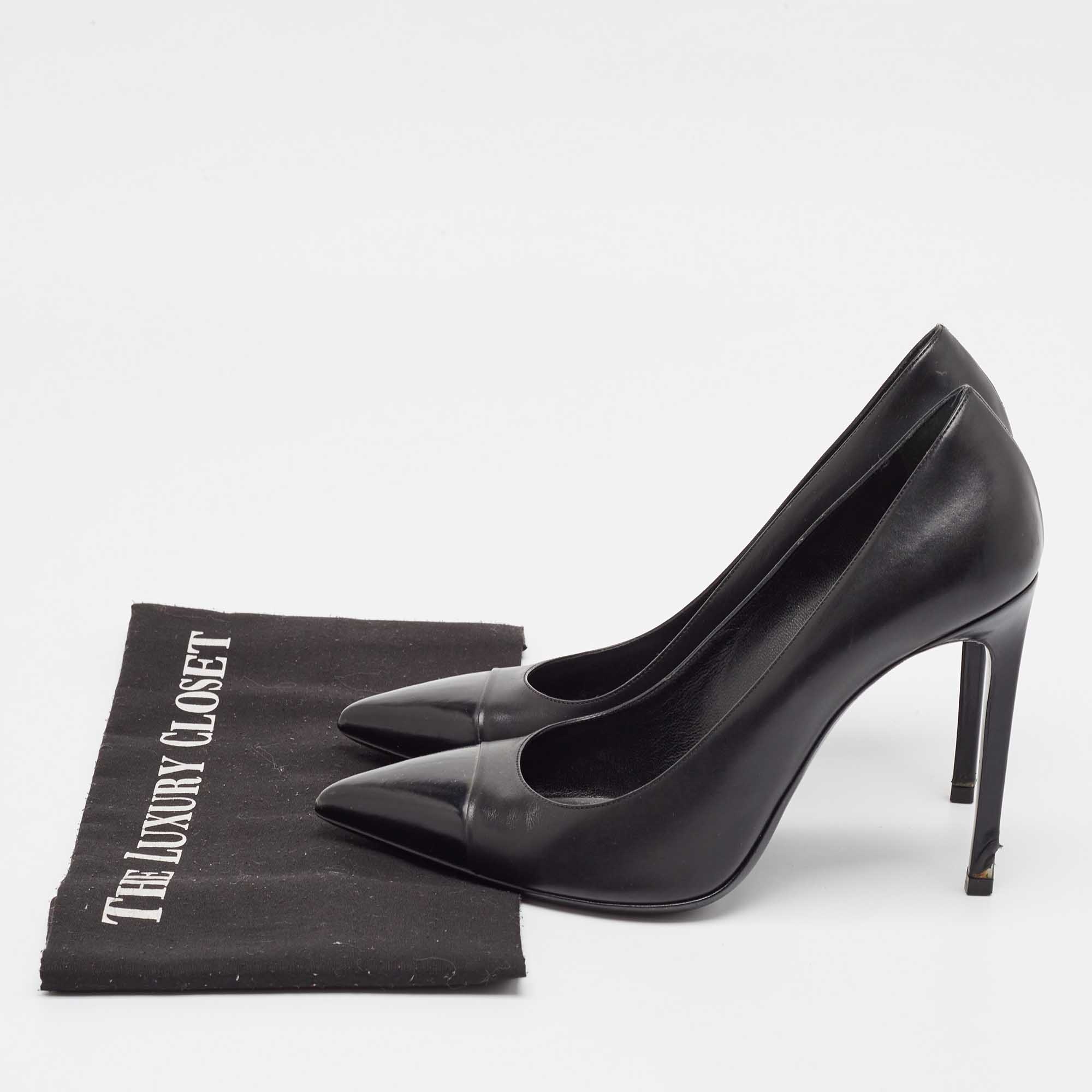 Saint Laurent Black Leather Pointed Toe Pumps Size 39