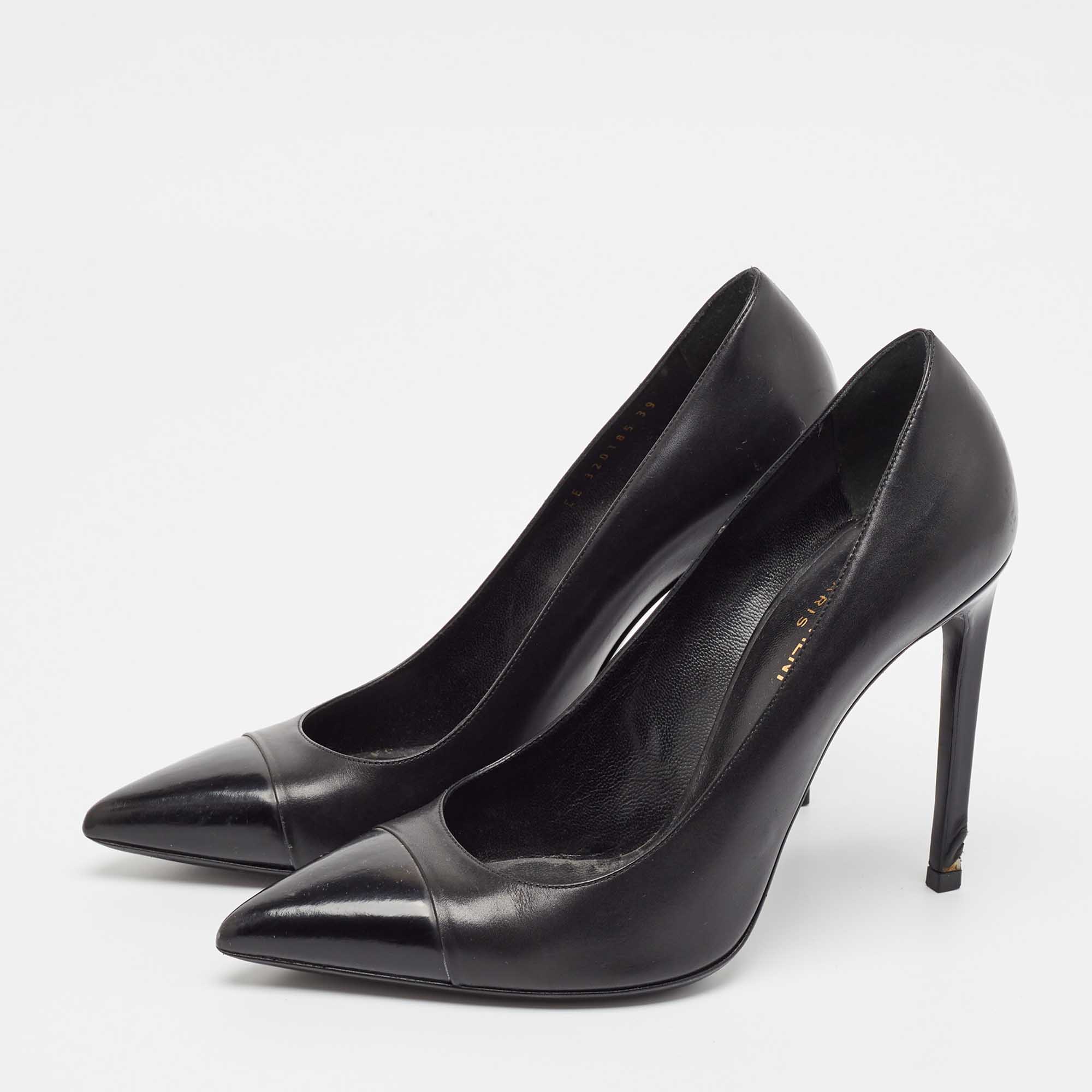 Saint Laurent Black Leather Pointed Toe Pumps Size 39