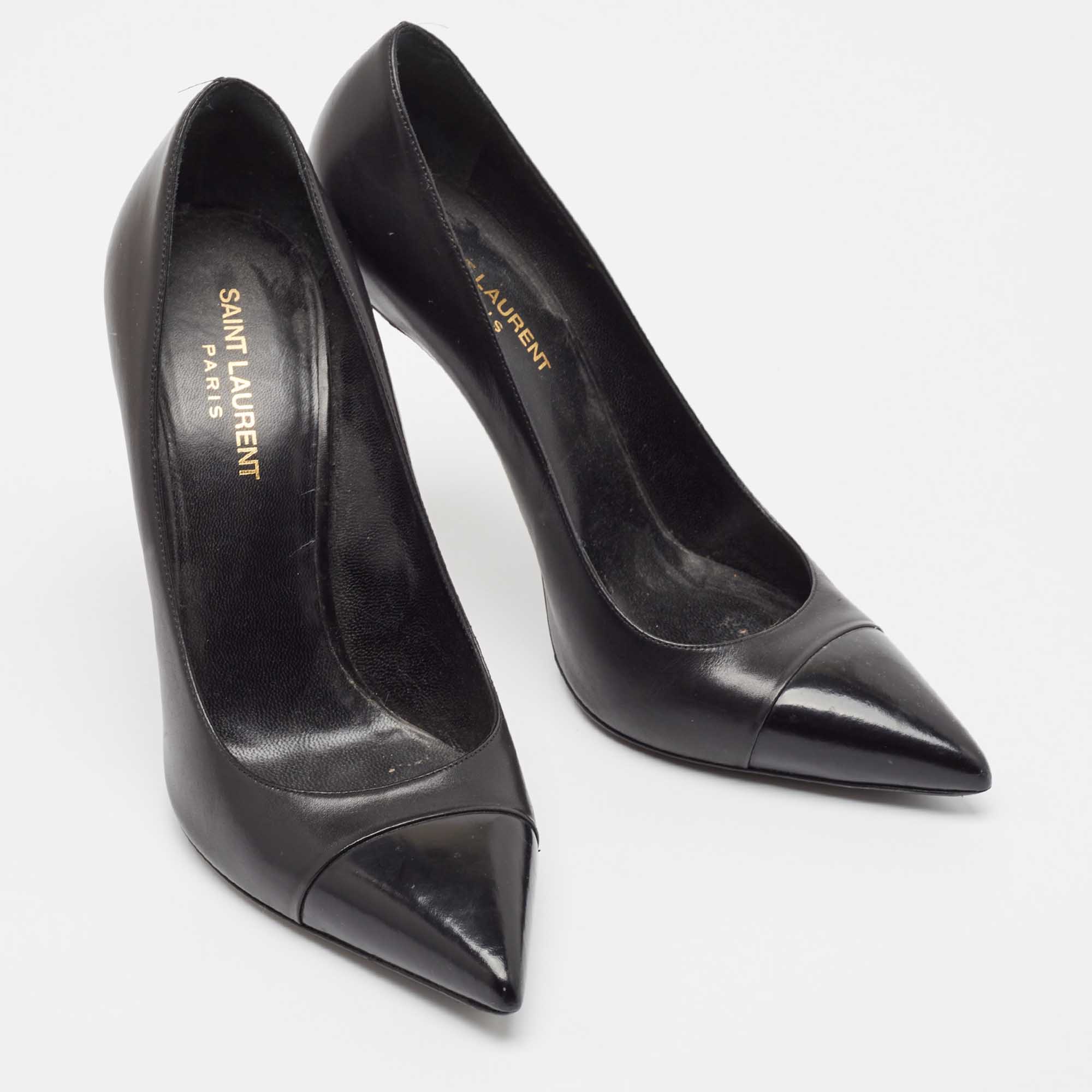 Saint Laurent Black Leather Pointed Toe Pumps Size 39