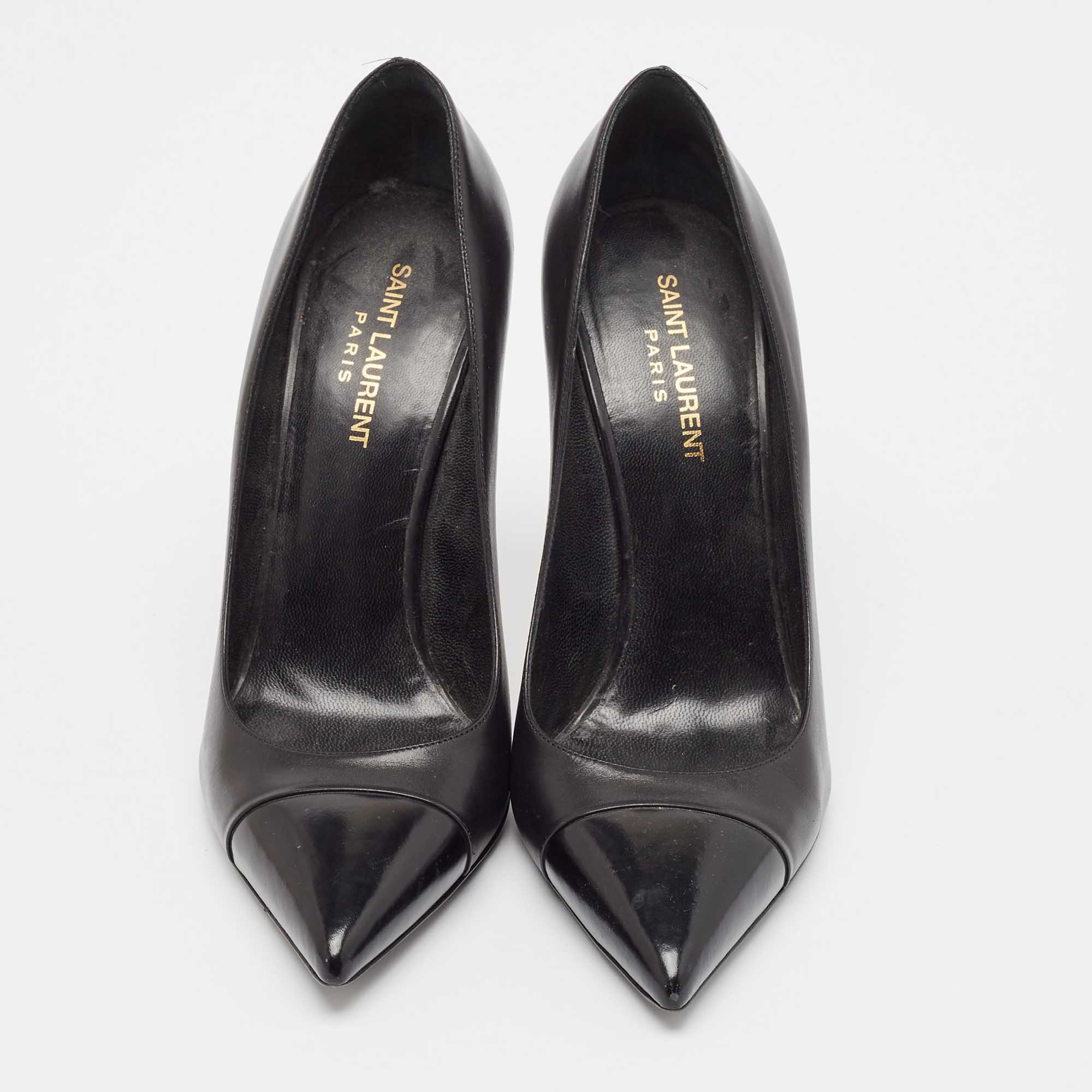 Saint Laurent Black Leather Pointed Toe Pumps Size 39