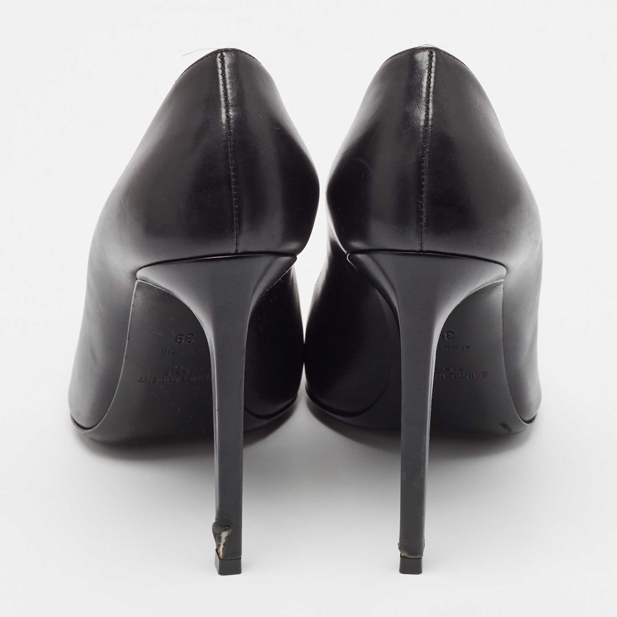 Saint Laurent Black Leather Pointed Toe Pumps Size 39