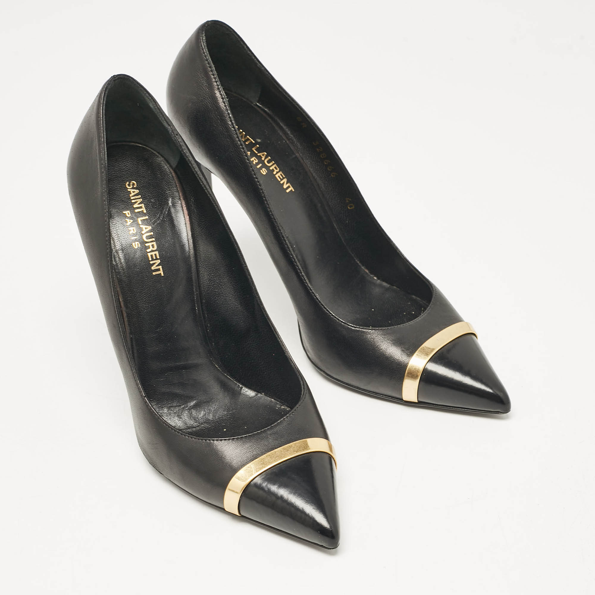 Saint Laurent Black Leather Escarpin Pumps Size 40