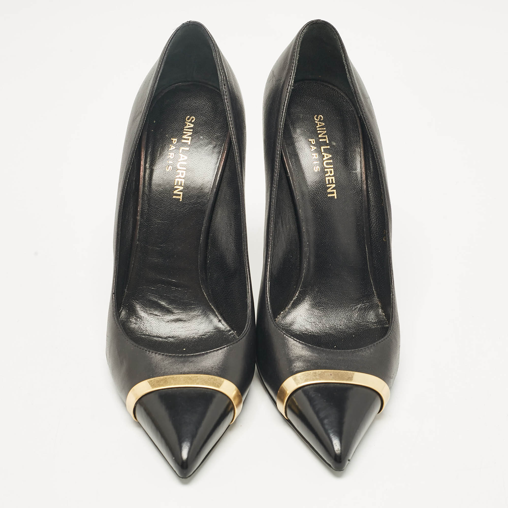 Saint Laurent Black Leather Escarpin Pumps Size 40