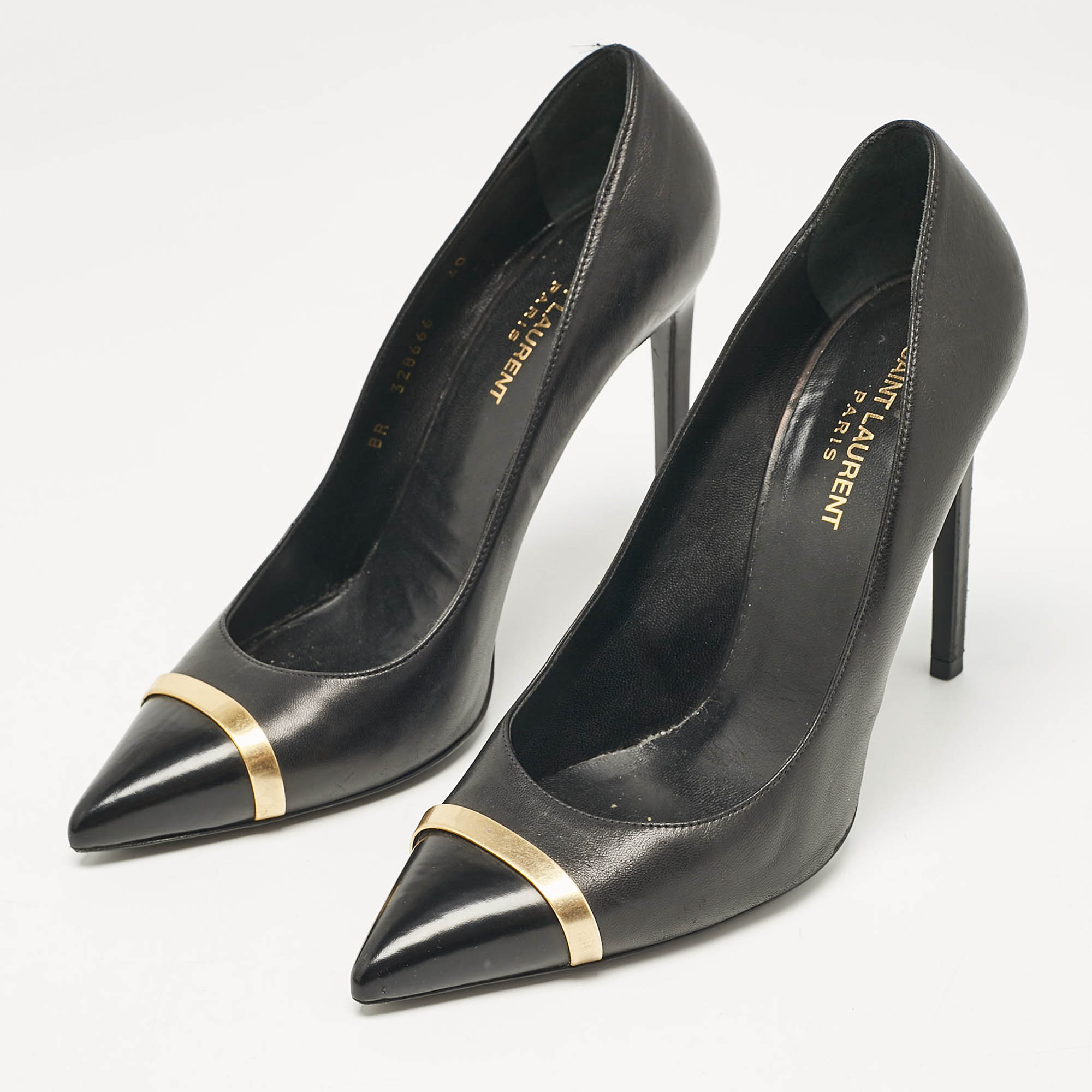 Saint Laurent Black Leather Escarpin Pumps Size 40