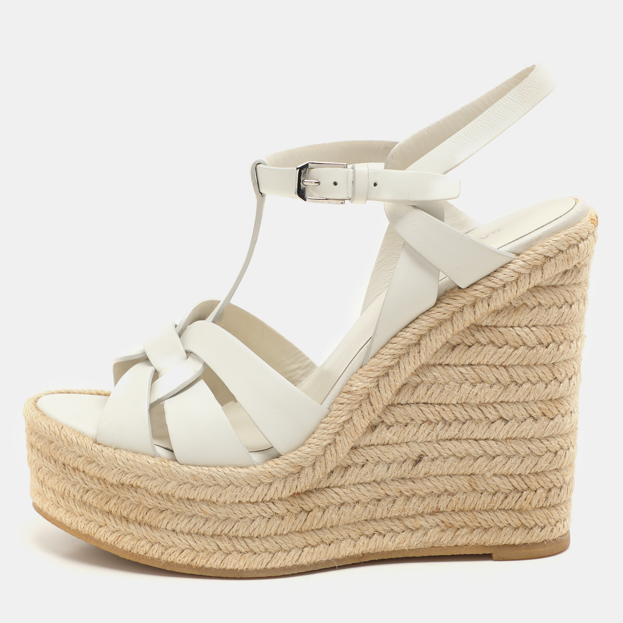 Saint Laurent White Leather Tribute Wedge Espadrille Sandals Size
Saint Laurent White Leather Tribute Wedge Espadrille Sandals Size
