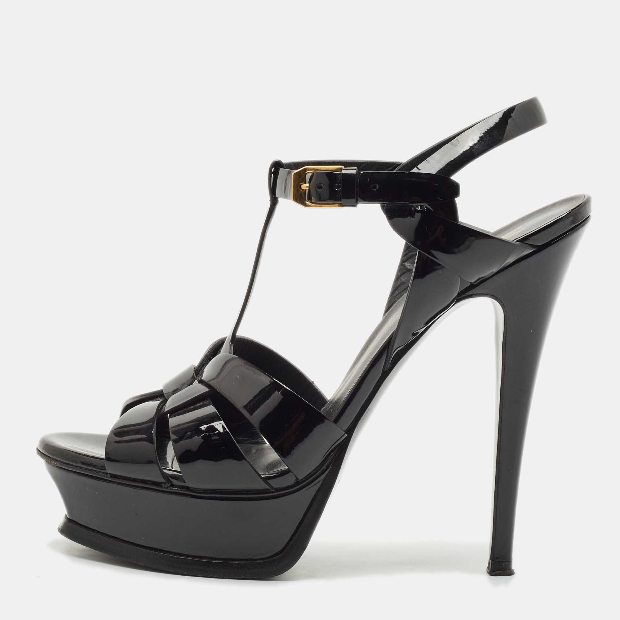 Saint Laurent Black Patent Leather Tribute Platform Sandals Size
Saint Laurent Black Patent Leather Tribute Platform Sandals Size