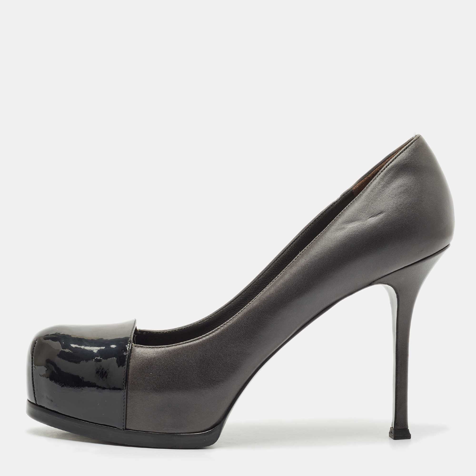 Saint Laurent Black/Grey Leather And Patent Tribtoo Platform Pumps Size
Saint Laurent Black/Grey Leather And Patent Tribtoo Platform Pumps Size