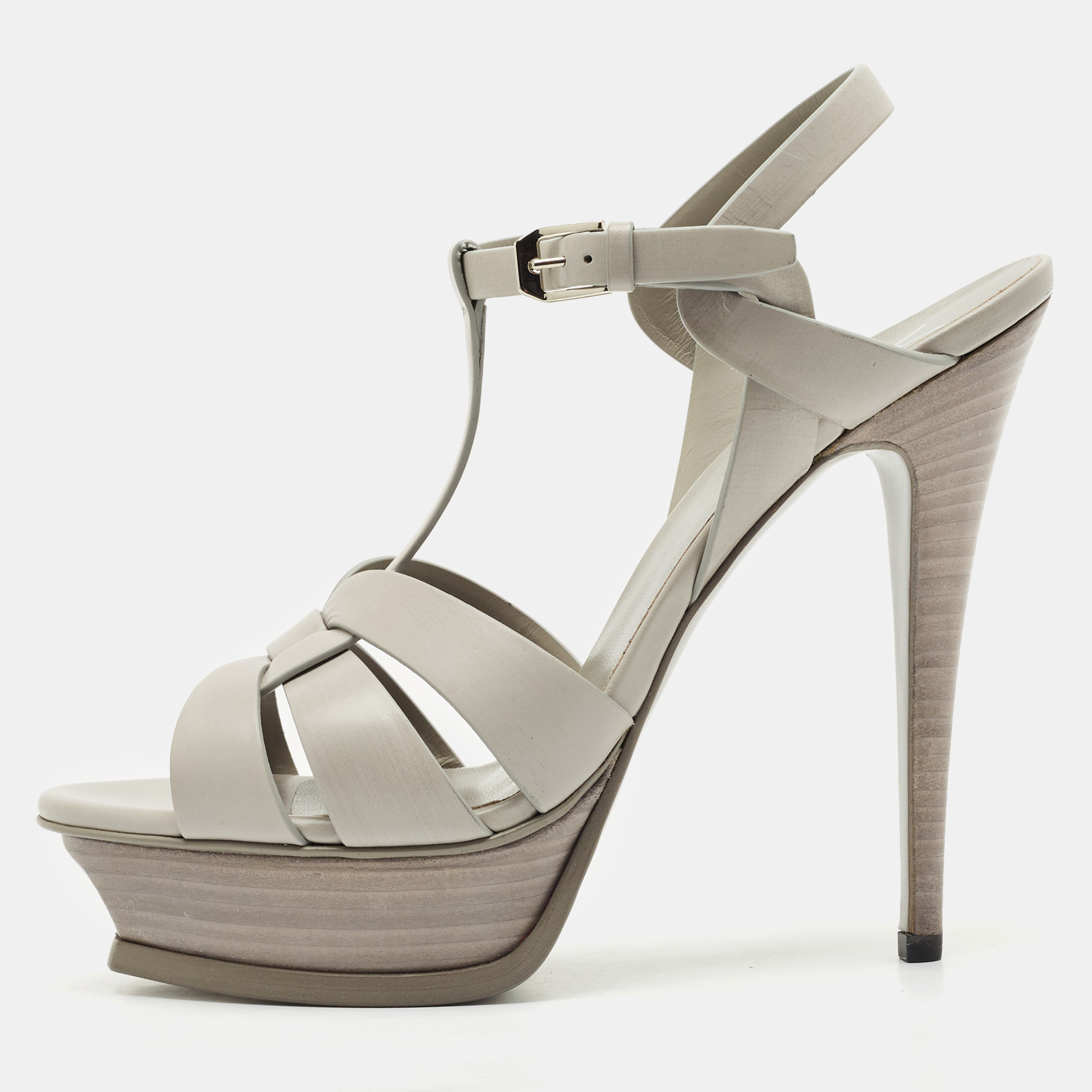 Saint Laurent Light Grey Leather Tribute Ankle Strap Sandals Size
Saint Laurent Light Grey Leather Tribute Ankle Strap Sandals Size