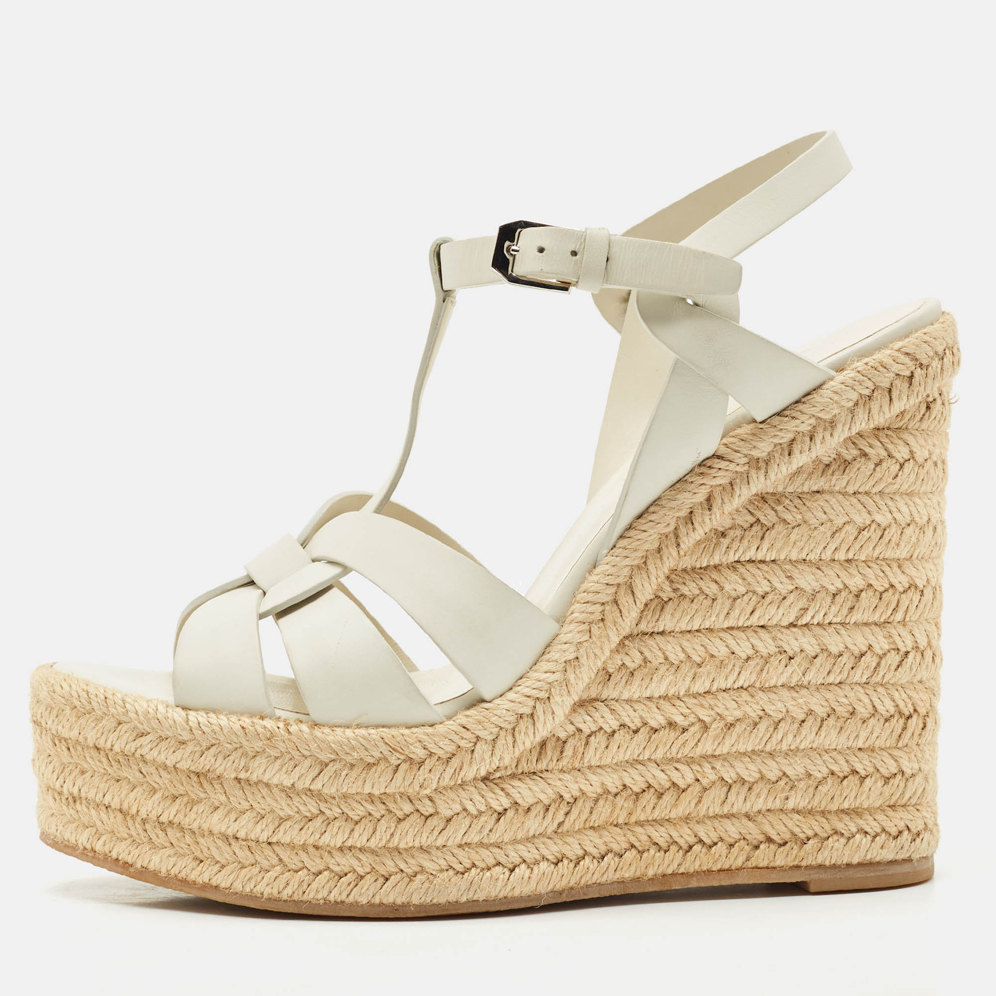 Saint Laurent White Leather Tribute Wedge Platform Espadrille Sandals Size
Saint Laurent White Leather Tribute Wedge Platform Espadrille Sandals Size
