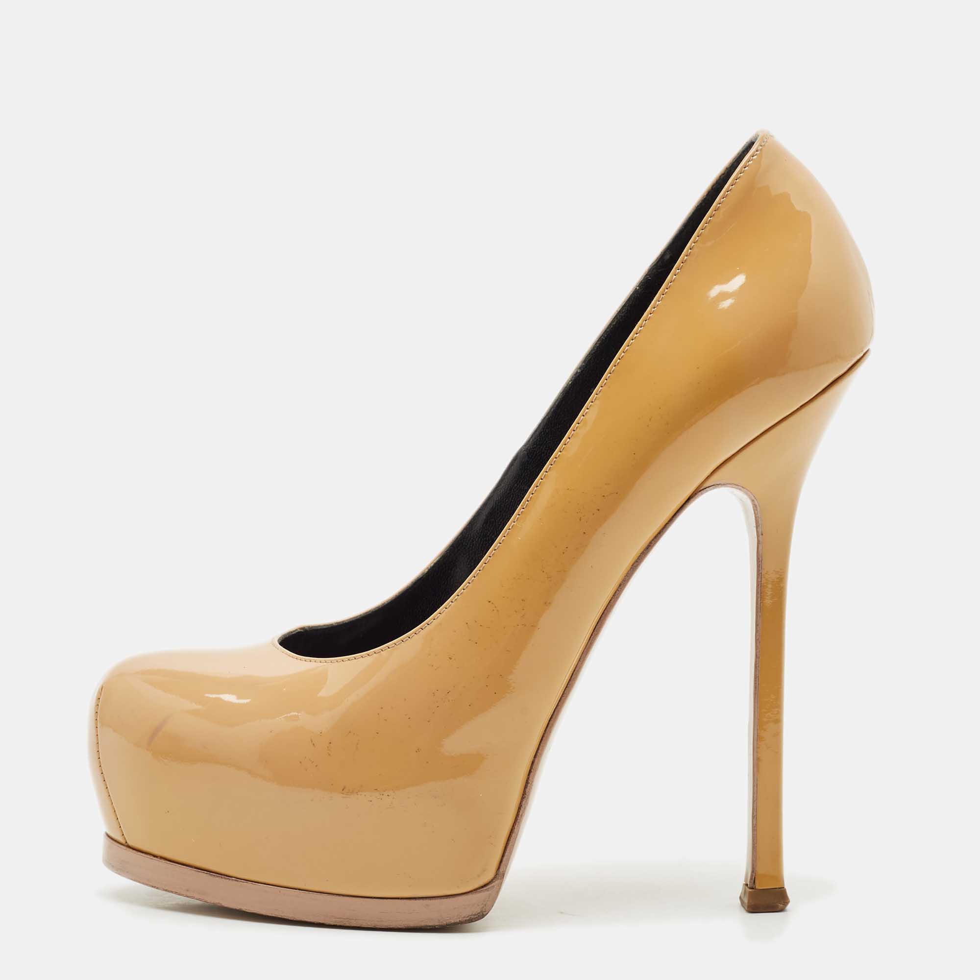 Saint Laurent Beige Patent Leather Tribtoo Platform Pumps Size
Saint Laurent Beige Patent Leather Tribtoo Platform Pumps Size