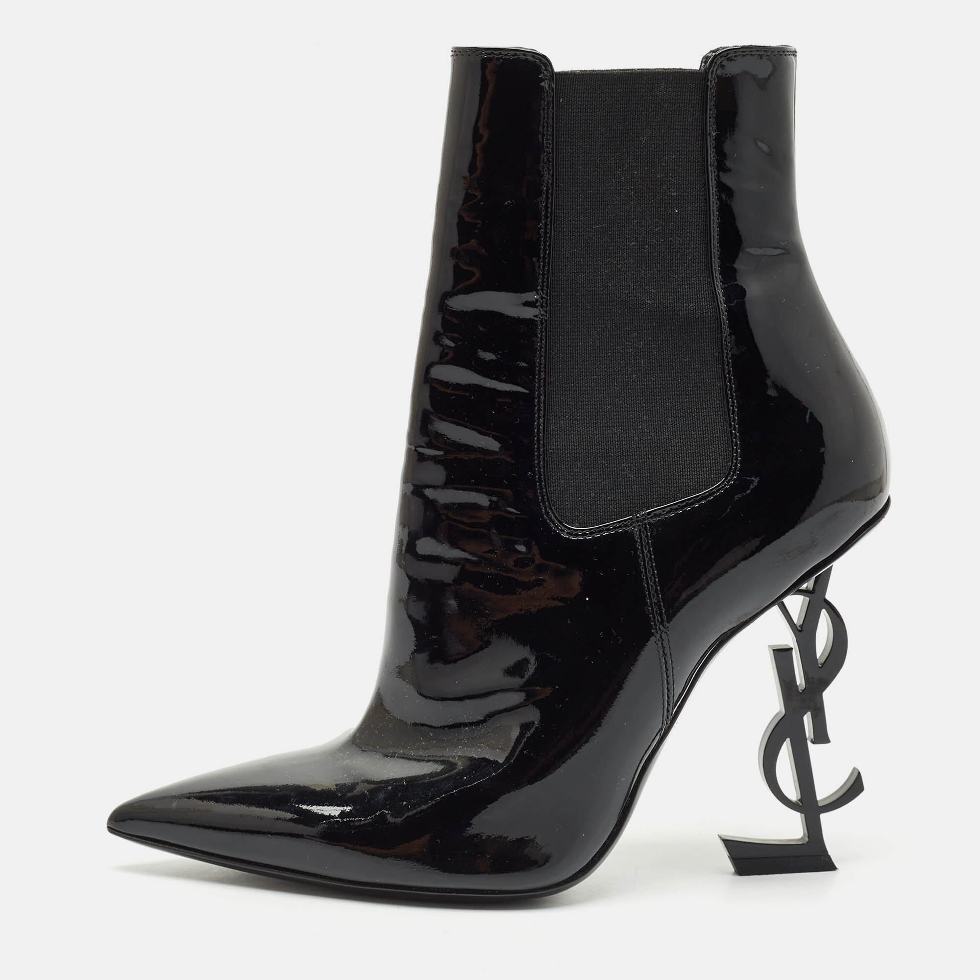 Saint Laurent Black Patent Leather Opyum Pointed Toe Ankle Boots Size
Saint Laurent Black Patent Leather Opyum Pointed Toe Ankle Boots Size