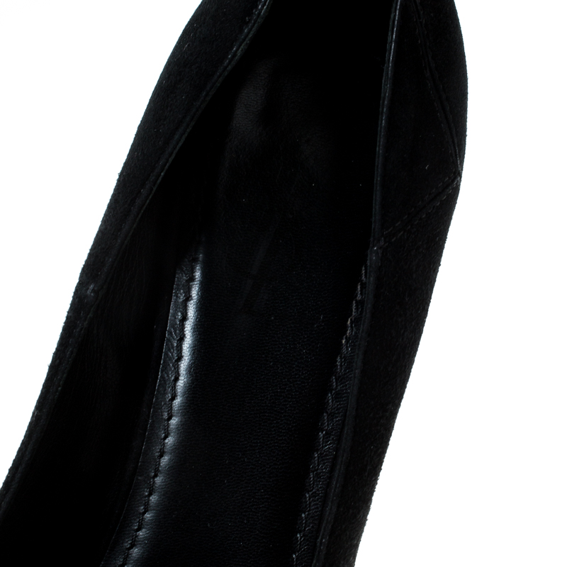 Saint Laurent Paris Black Suede Platform Pumps 40