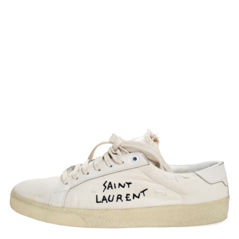 Saint Laurent Paris White Canvas with Leather Trim Court Classic Logo Sneakers Size
Saint Laurent Paris White Canvas with Leather Trim Court Classic Logo Sneakers Size