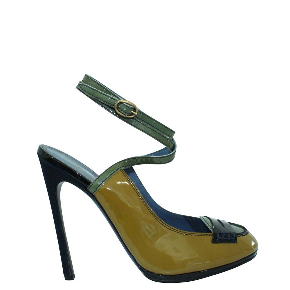 Saint Laurent Paris Yellow Patent Leather Sandals Size 39