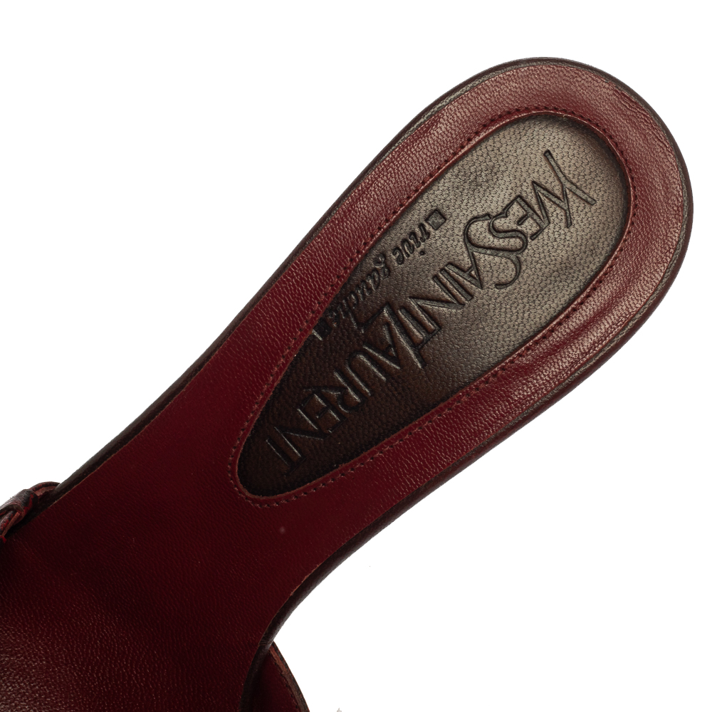 Saint Laurent Vintage Two Tone Leather Open Toe Slide Sandals Size 36.5