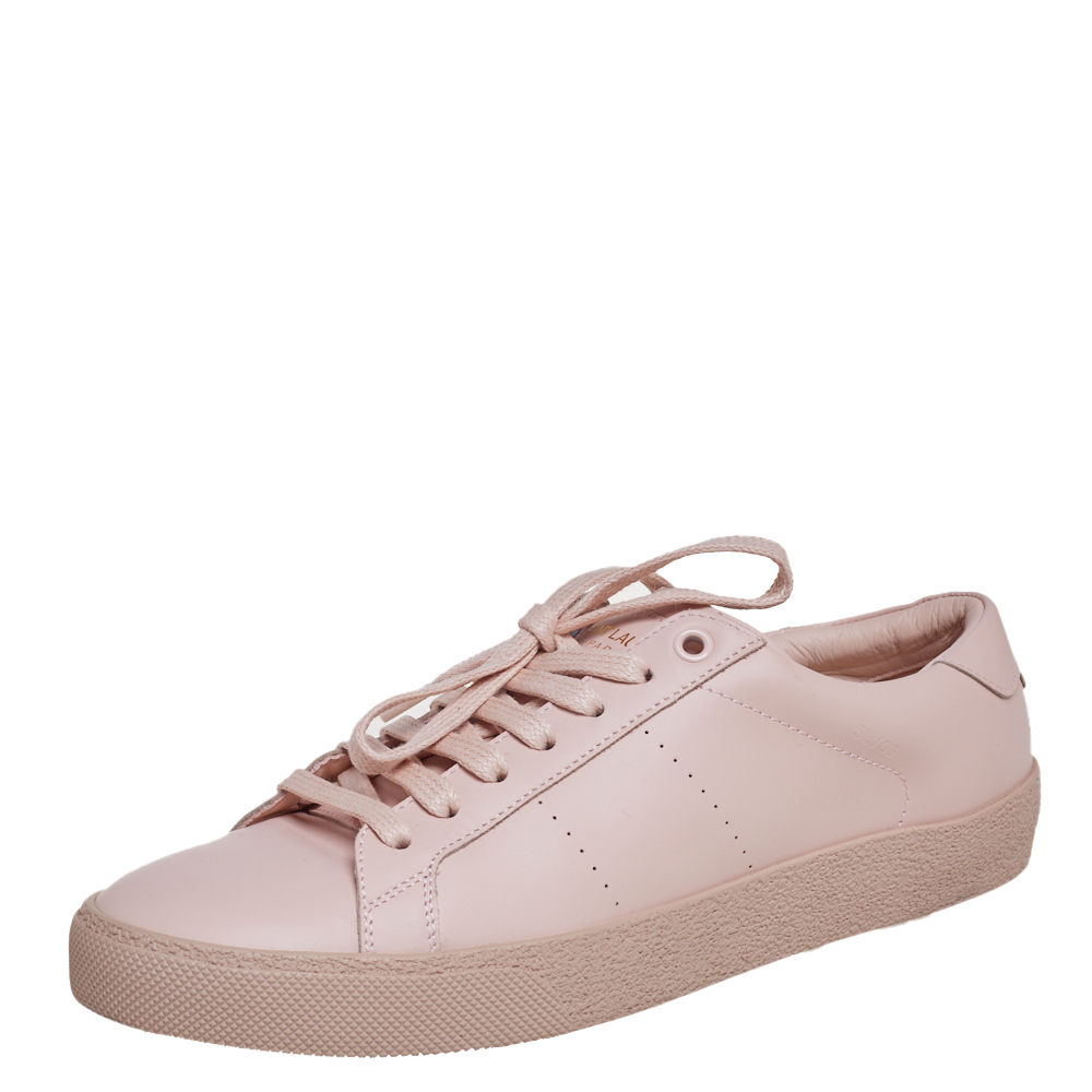 Saint Laurent Pink Leather Signature Court Low Top Sneakers Size 38