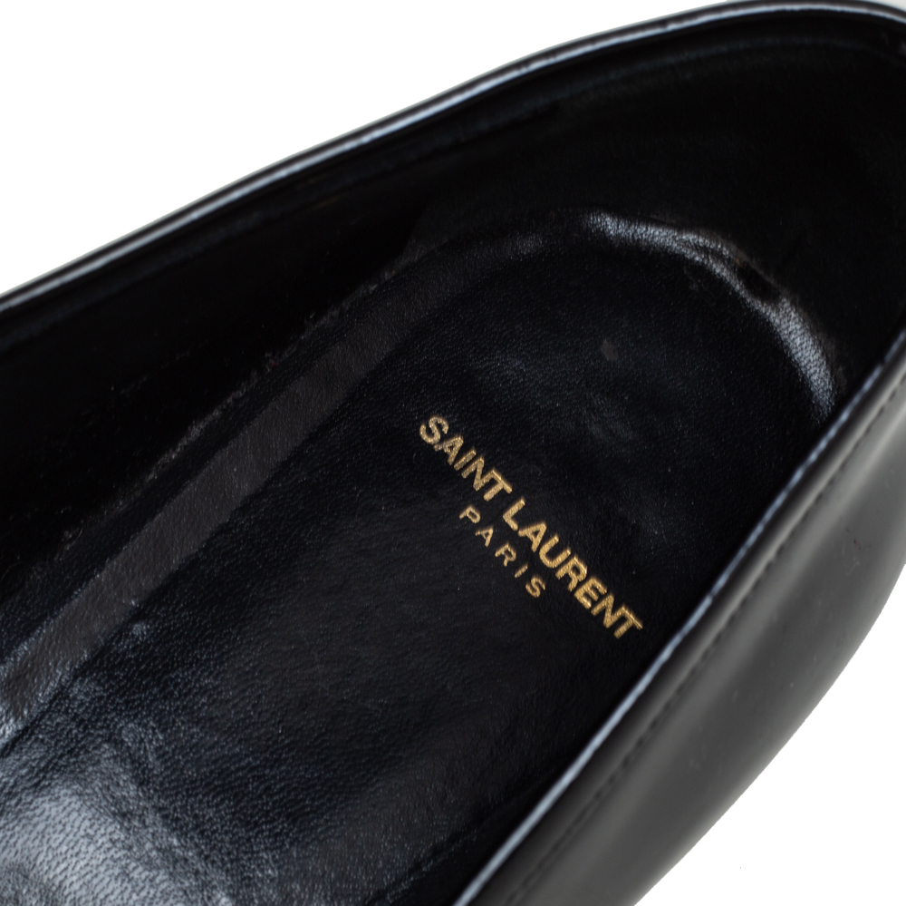 Saint Laurent Black Patent Leather Deven Loafers Size 38