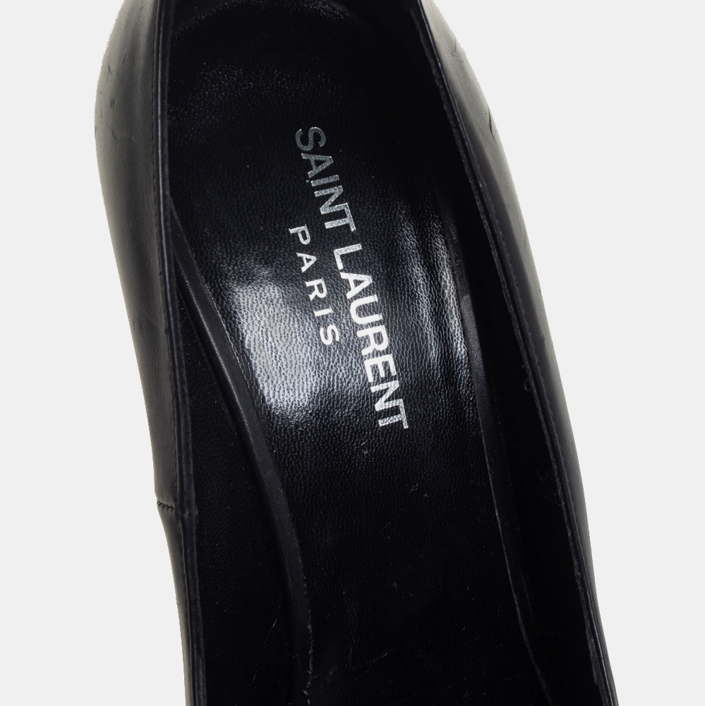 Saint Laurent Black Leather Escarpin Ankle Cuff Pumps Size 39