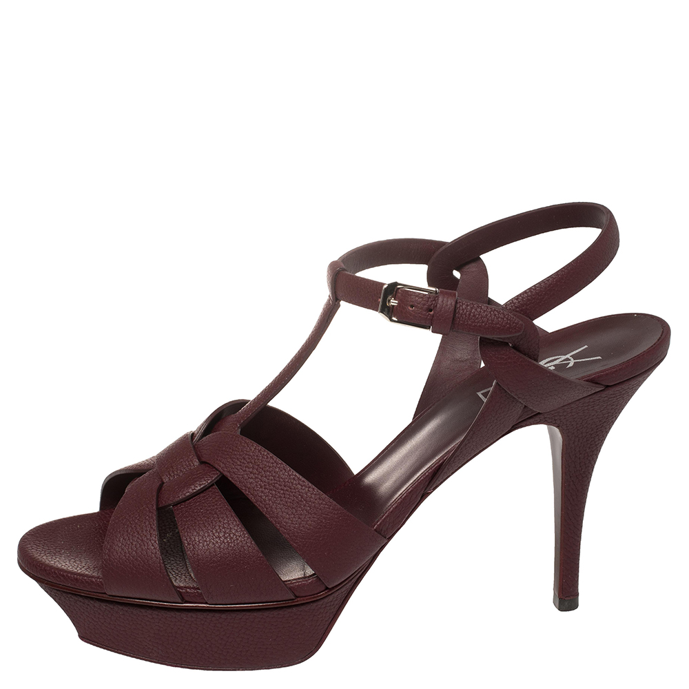 Saint Laurent Paris Burgundy Textured Leather Tribute Platform Sandals Size
Saint Laurent Paris Burgundy Textured Leather Tribute Platform Sandals Size