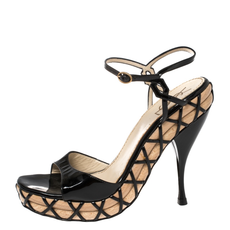 Saint Laurent Black Patent Leather Platform Ankle Strap Sandals Size
Saint Laurent Black Patent Leather Platform Ankle Strap Sandals Size
