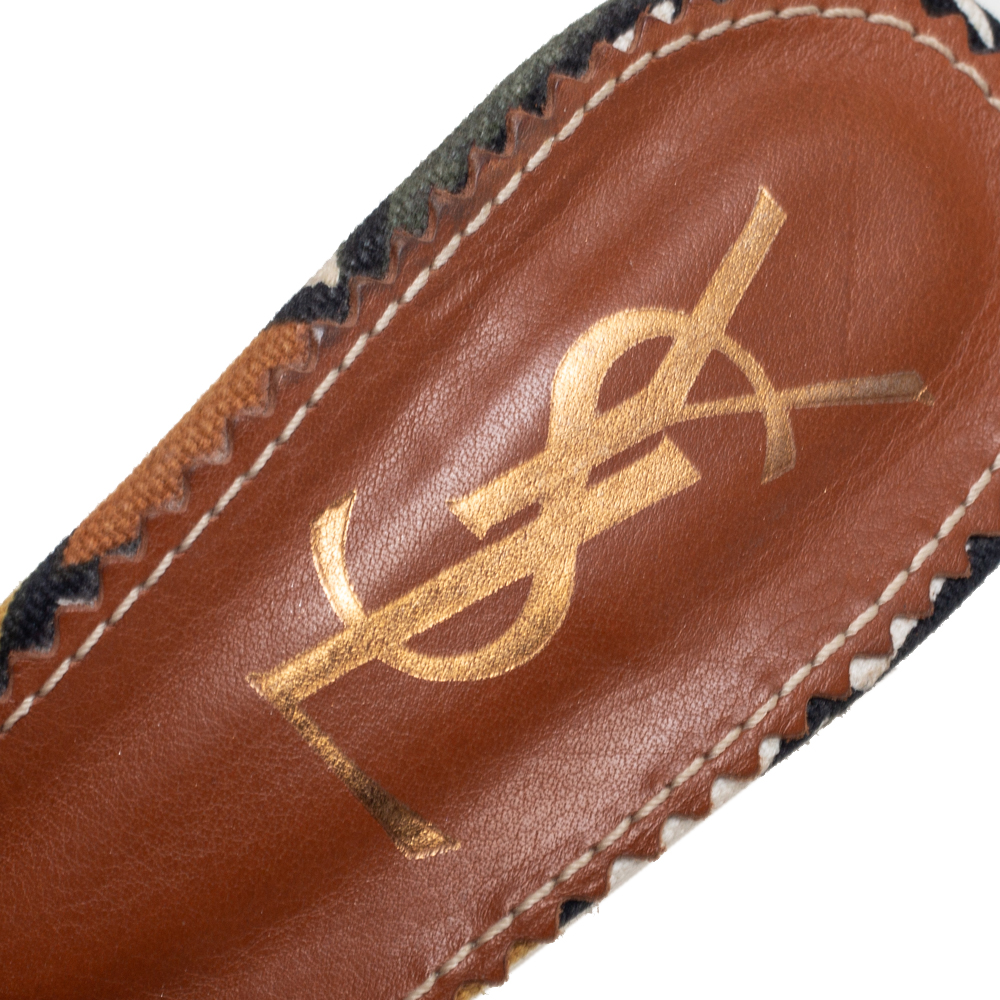 Saint Laurent Brown Leather Slides Size 40.5