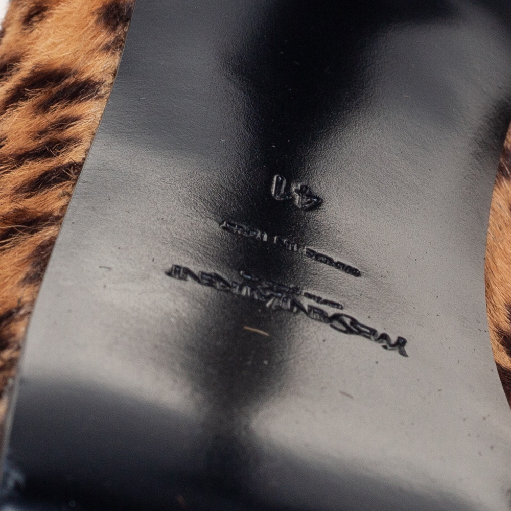 Saint Laurent Brown/Beige Leopard Print Pony Hair Tribtoo Pumps Size 41