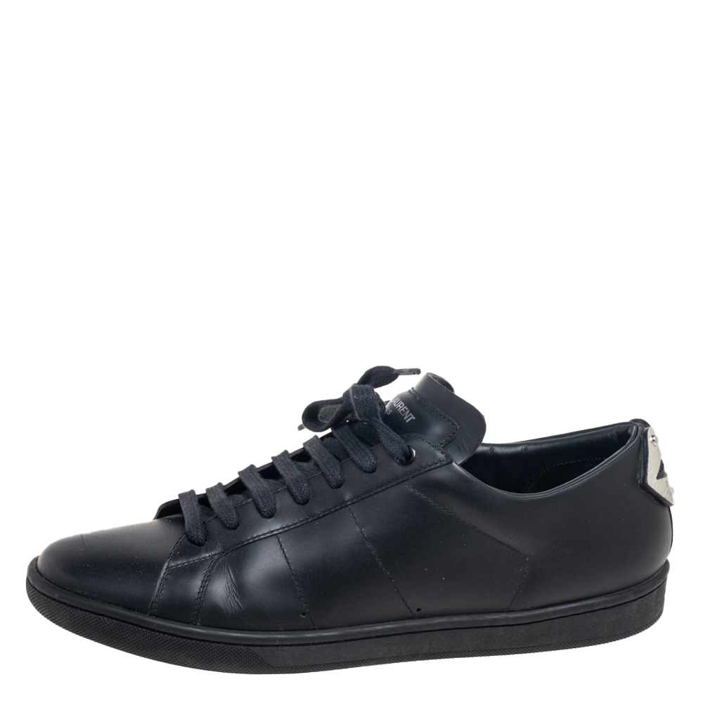 

Saint Laurent Black Leather Signature Court Lips Low-Top Sneakers Size