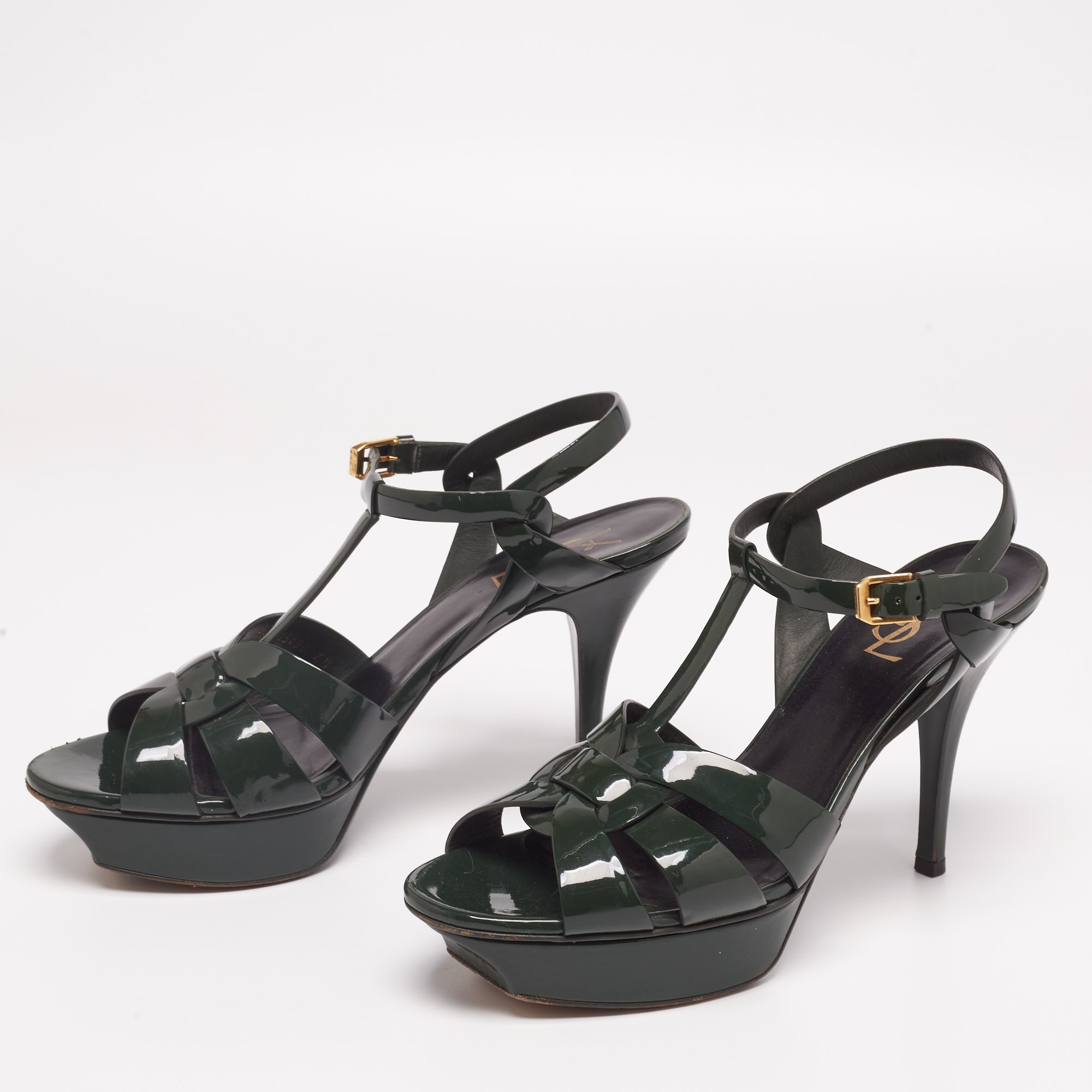 Saint Laurent Green Patent Leather Tribute Platform Ankle Strap Sandals Size
Saint Laurent Green Patent Leather Tribute Platform Ankle Strap Sandals Size