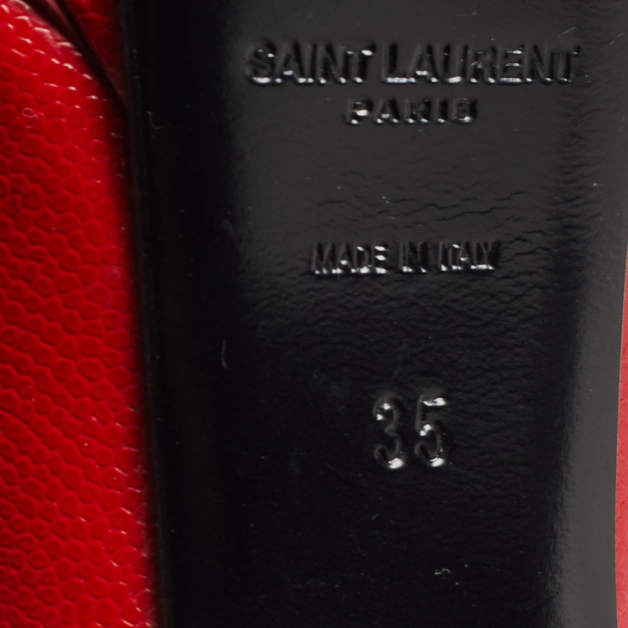 Saint Laurent Red Textured Leather Janis Pumps Size 35