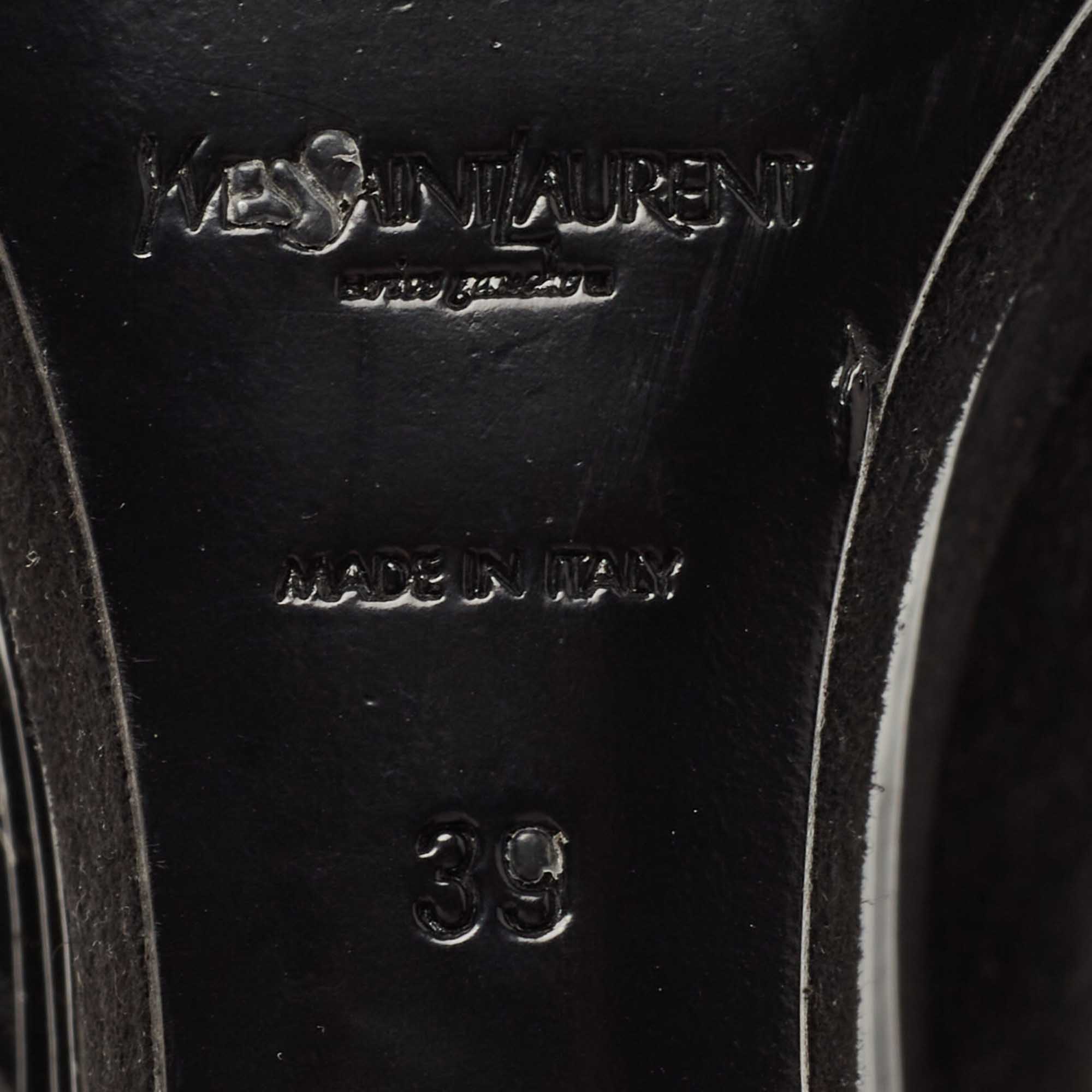 Saint Laurent Black Suede Robyn Wedge Pumps Size 39