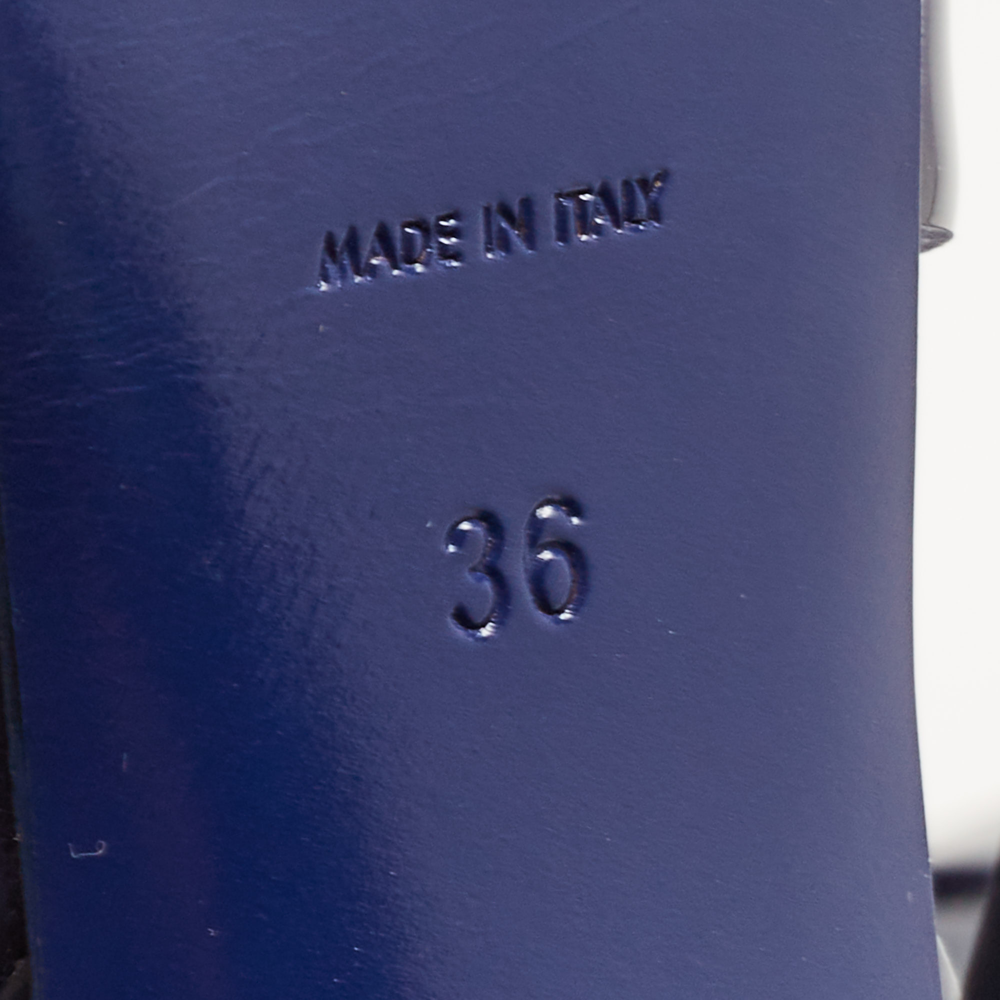 Saint Laurent Navy Blue Patent Leather Tribute Platform Ankle Strap Sandals Size 36